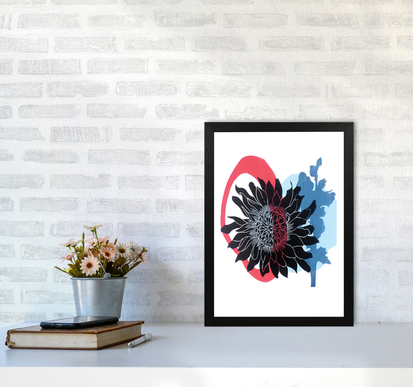 Dahlia PLpostcard Art Print by Kate Heiss A3 White Frame
