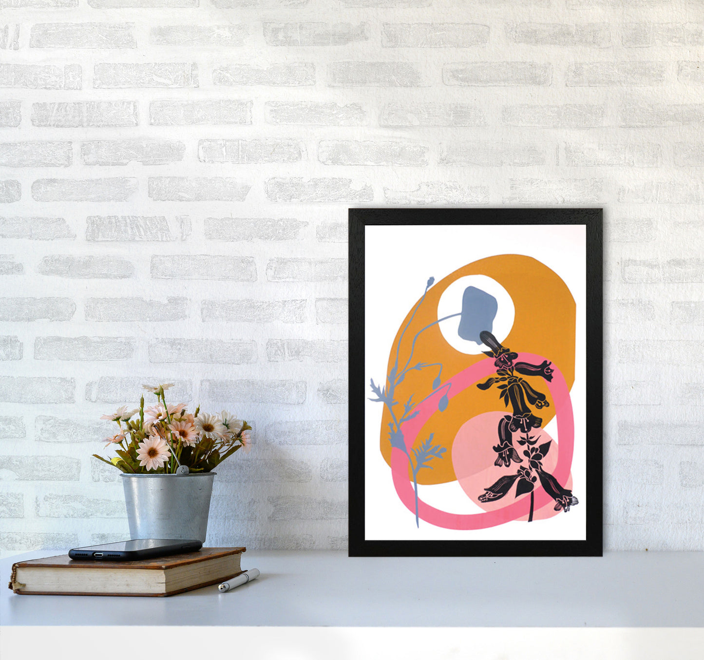Poppy & Pentemon postcard Art Print by Kate Heiss A3 White Frame