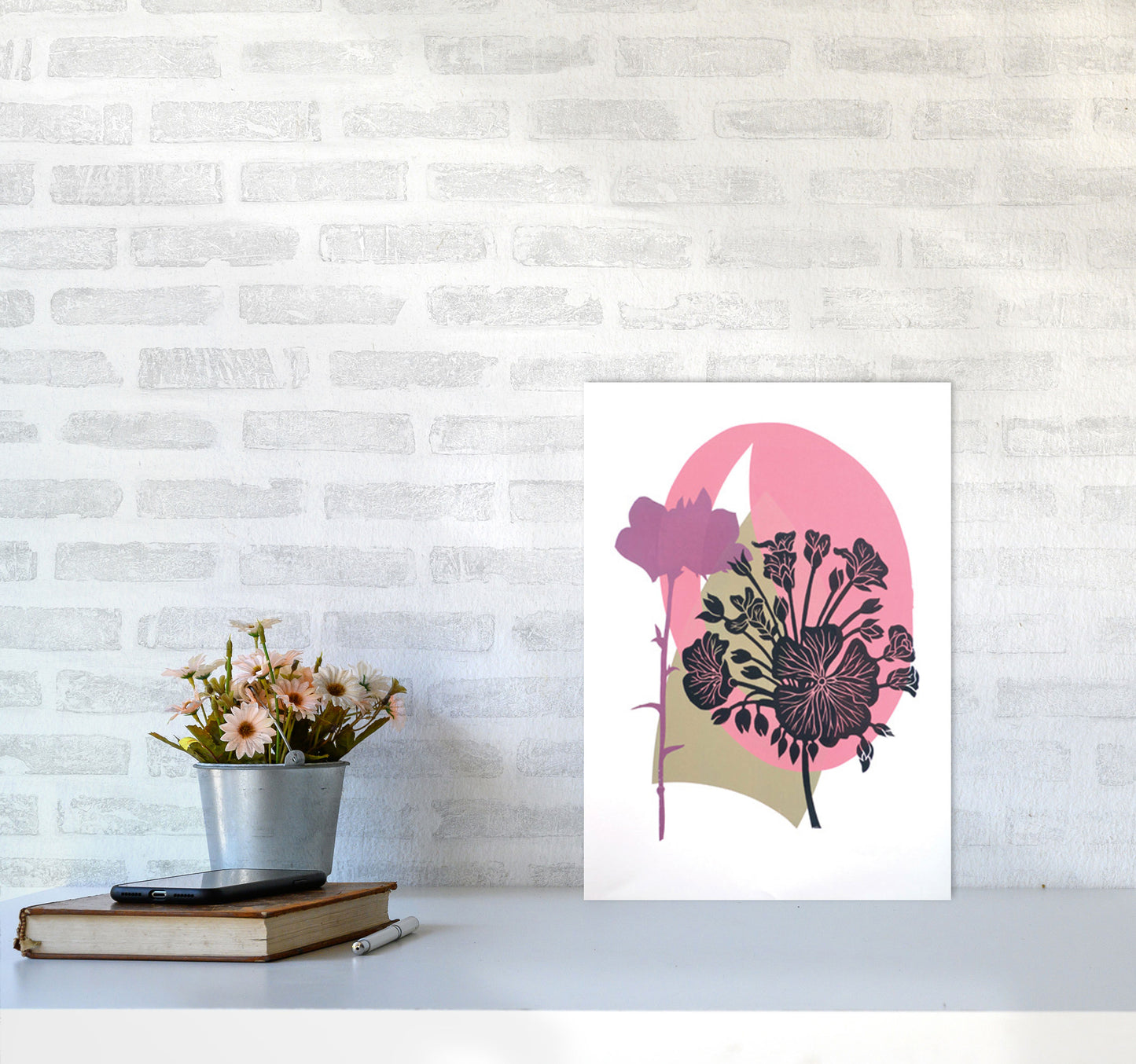 Geranium & Campanula Art Print by Kate Heiss A3 Black Frame