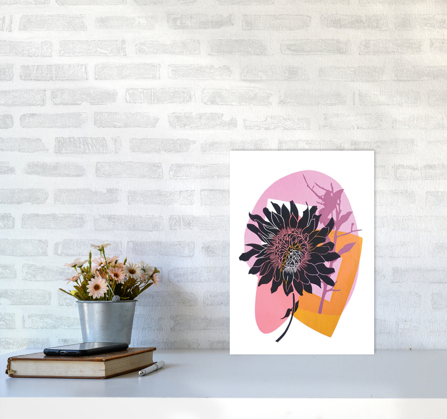Clematis & Blueberry Art Print by Kate Heiss A3 Black Frame