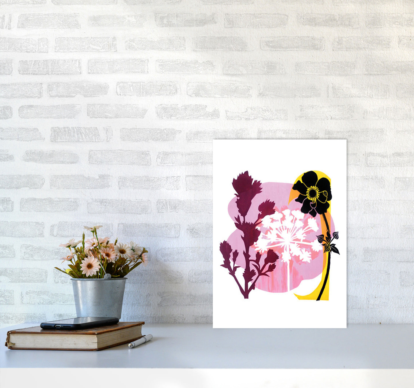 Japanese Anemone Art Print by Kate Heiss A3 Black Frame