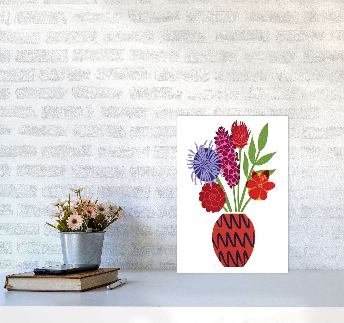 Zig Zag Vase Art Print by Kate Heiss A3 Black Frame