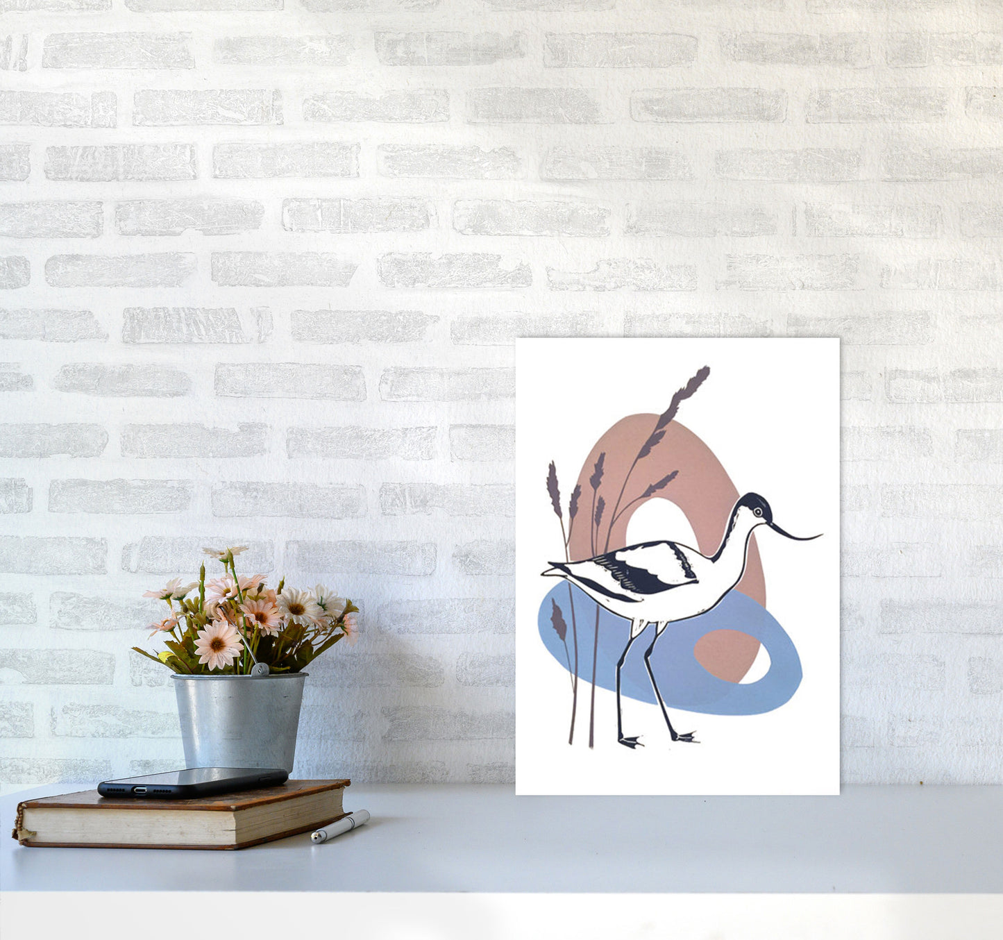 Avocet At Thornham Art Print by Kate Heiss A3 Black Frame