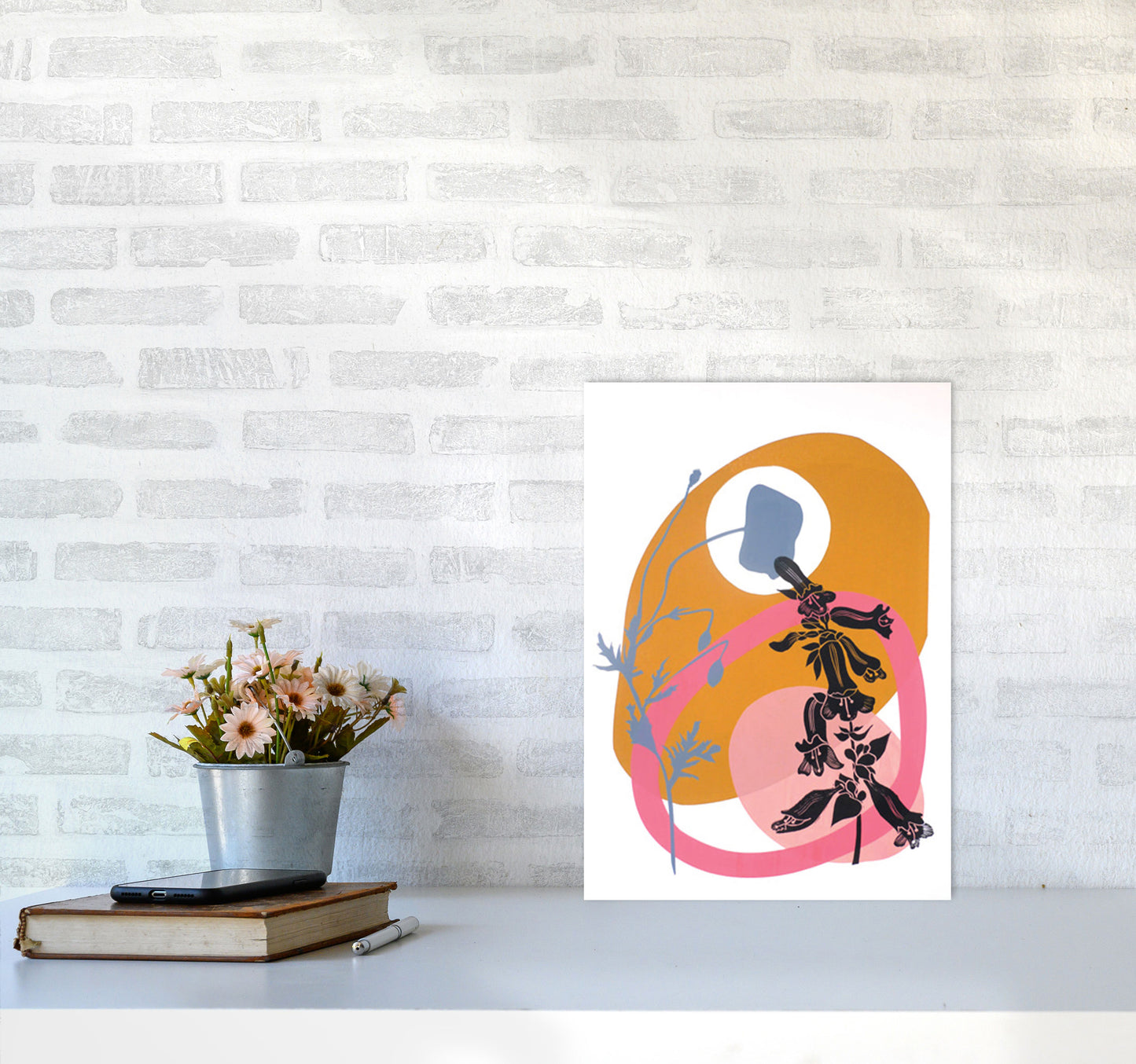 Poppy & Pentemon postcard Art Print by Kate Heiss A3 Black Frame
