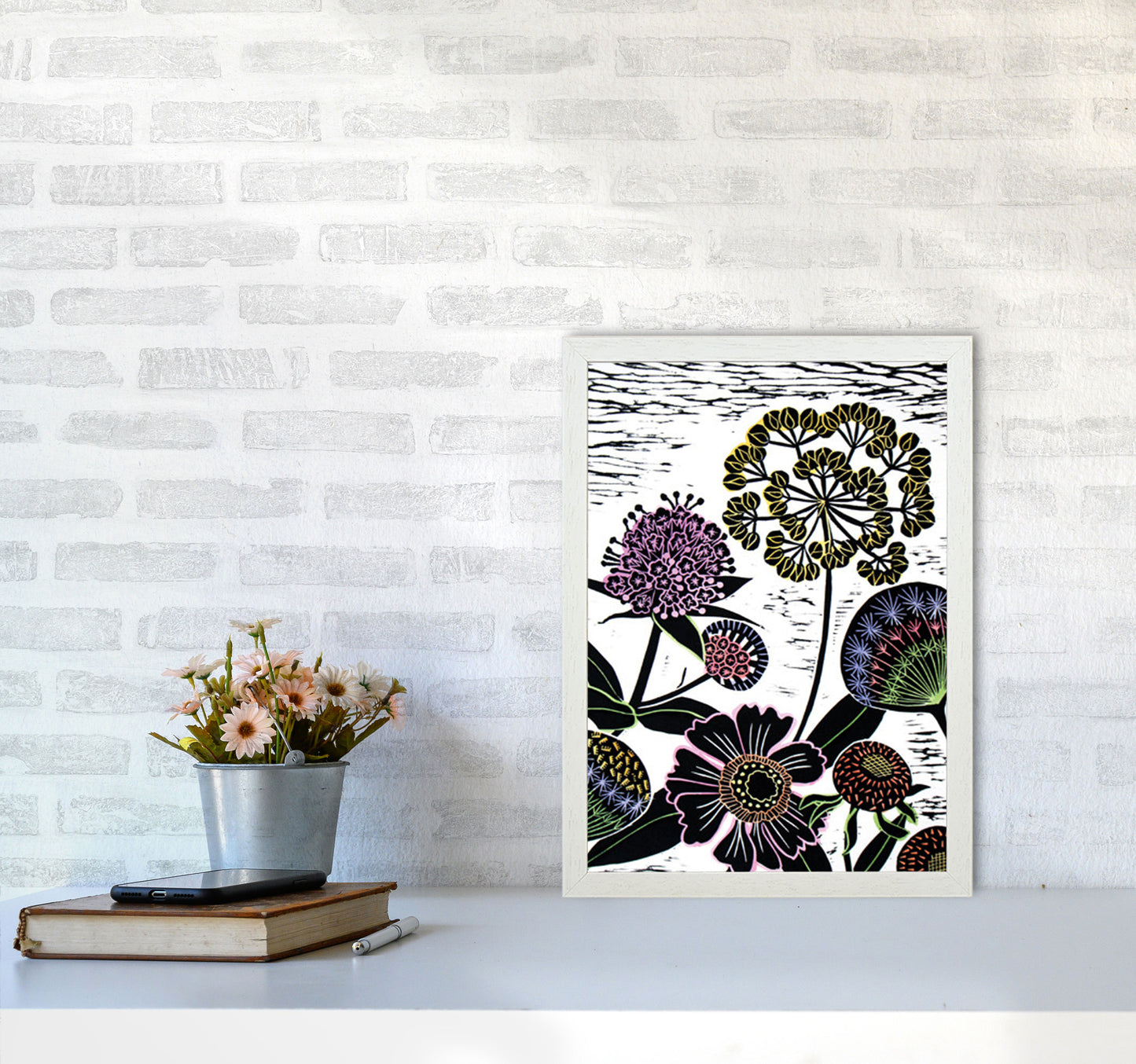 Autumn Seeds Art Print by Kate Heiss A3 Oak Frame