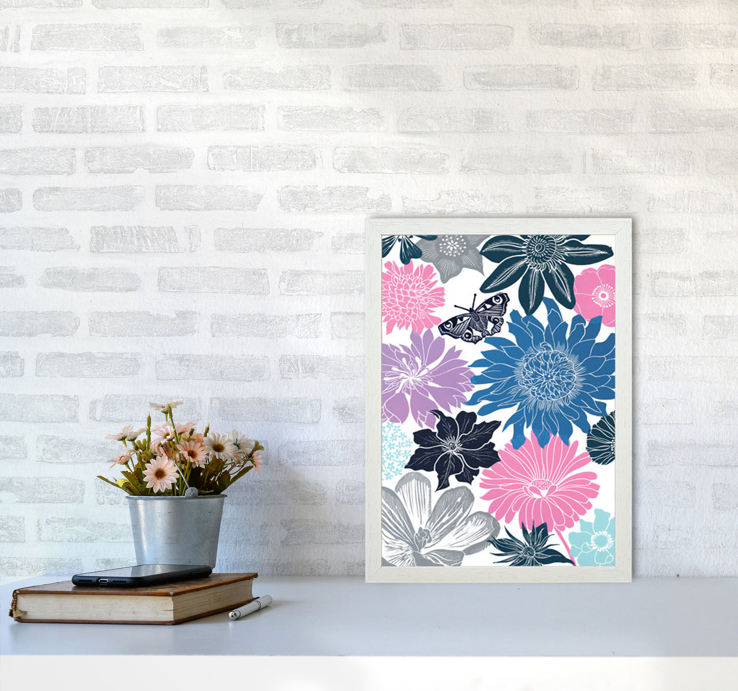 Cottage Garden 18 postcard Art Print by Kate Heiss A3 Oak Frame