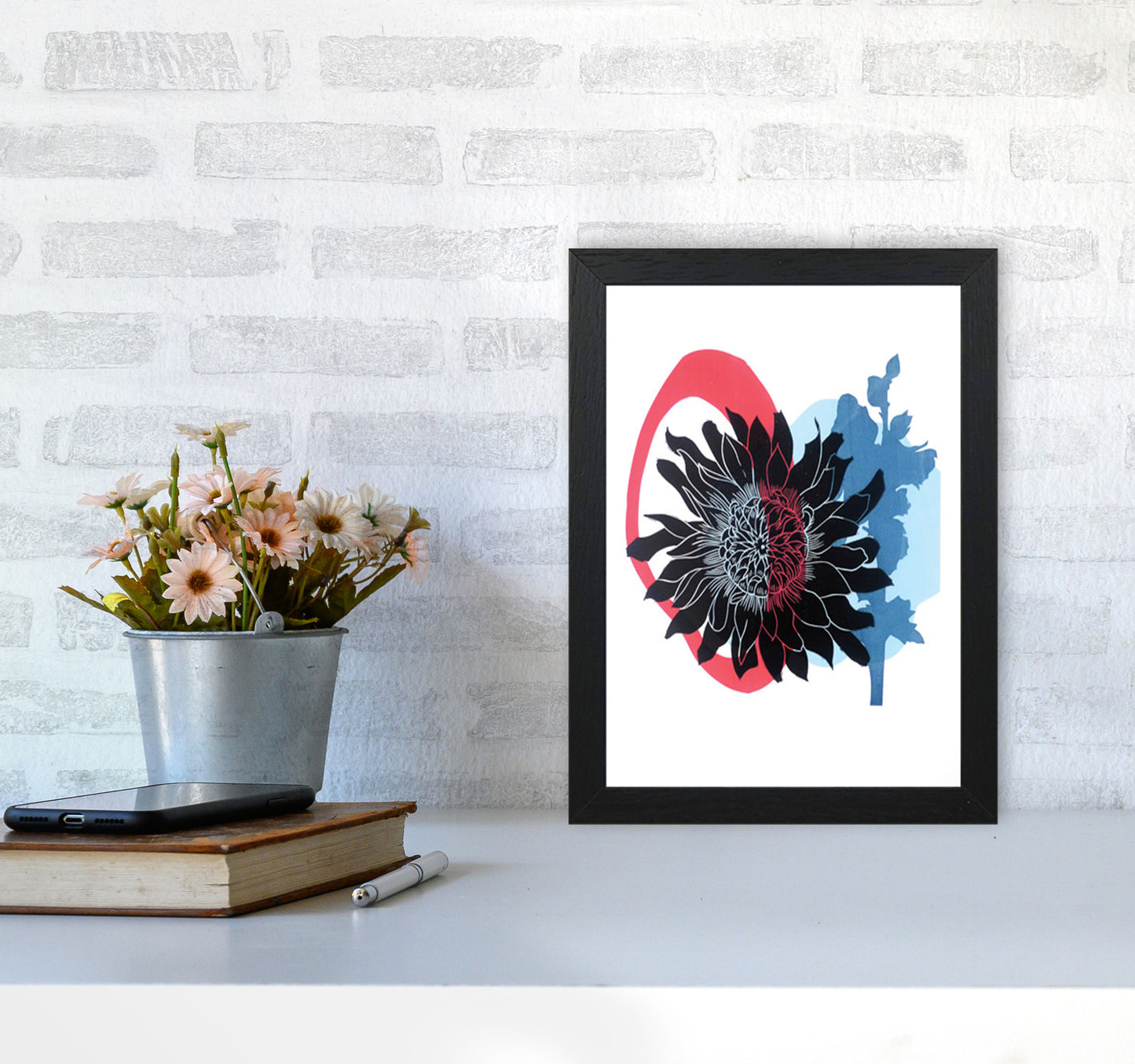 Dahlia PLpostcard Art Print by Kate Heiss A4 White Frame