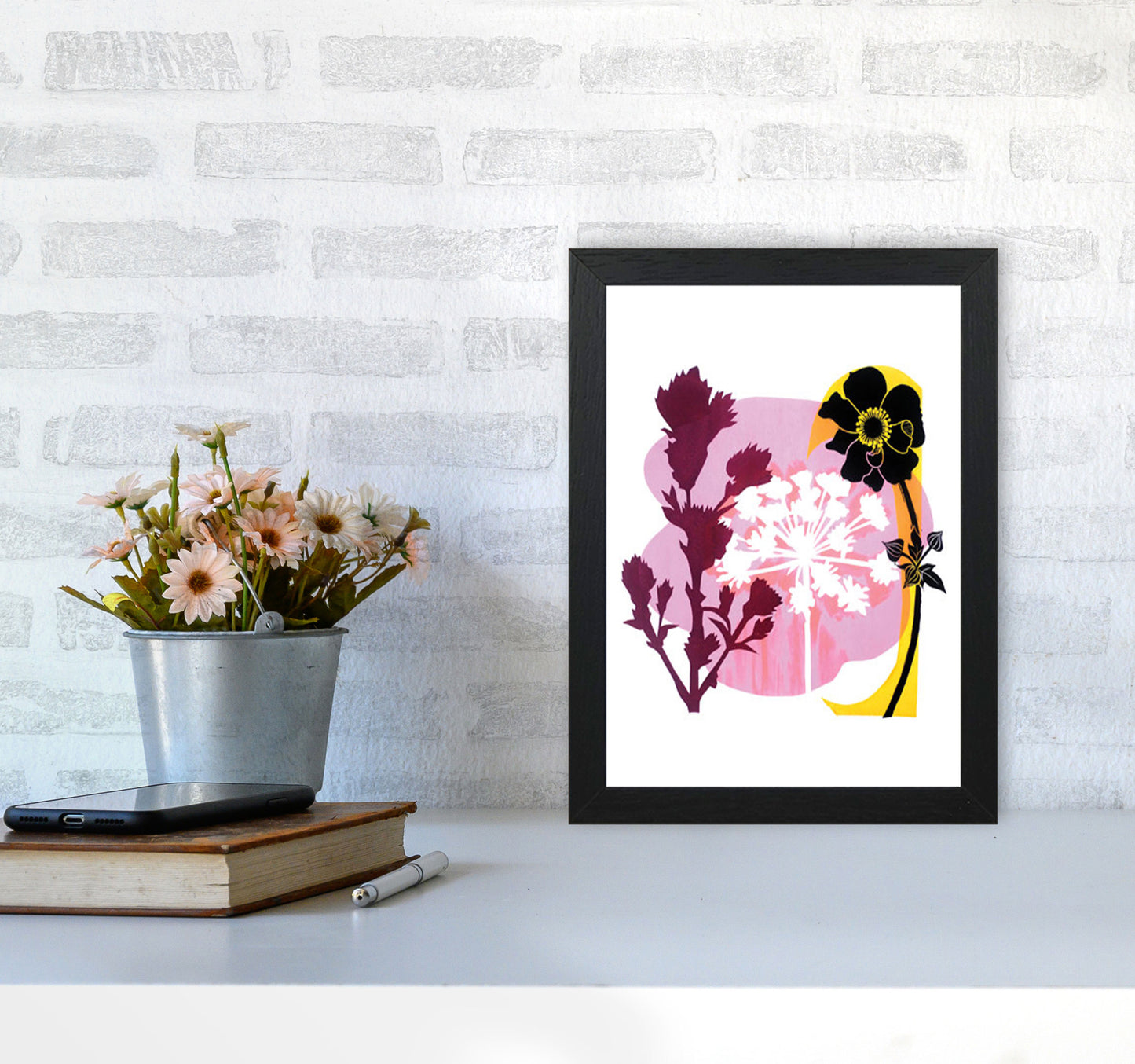 Japanese Anemone Art Print by Kate Heiss A4 White Frame