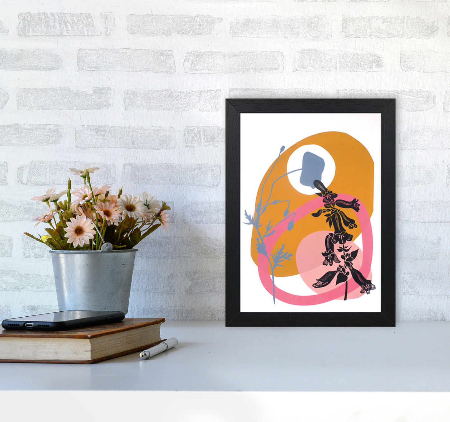 Poppy & Pentemon postcard Art Print by Kate Heiss A4 White Frame