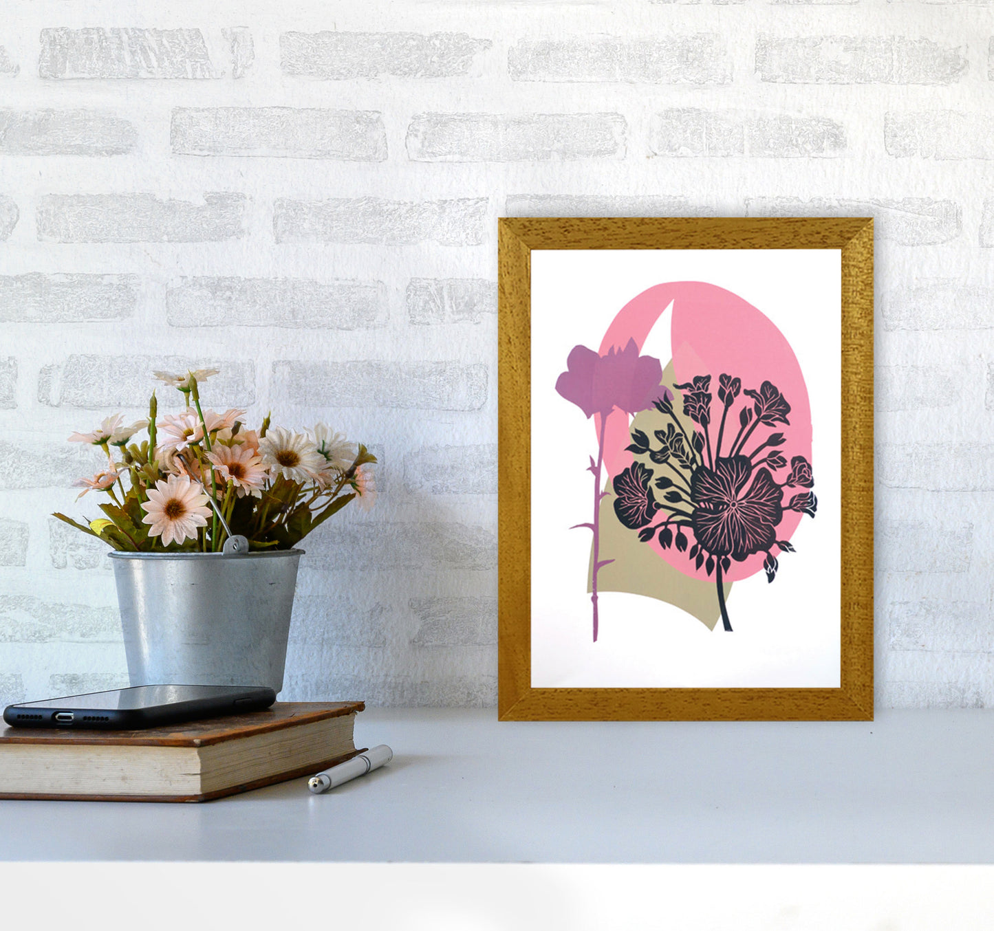 Geranium & Campanula Art Print by Kate Heiss A4 Print Only