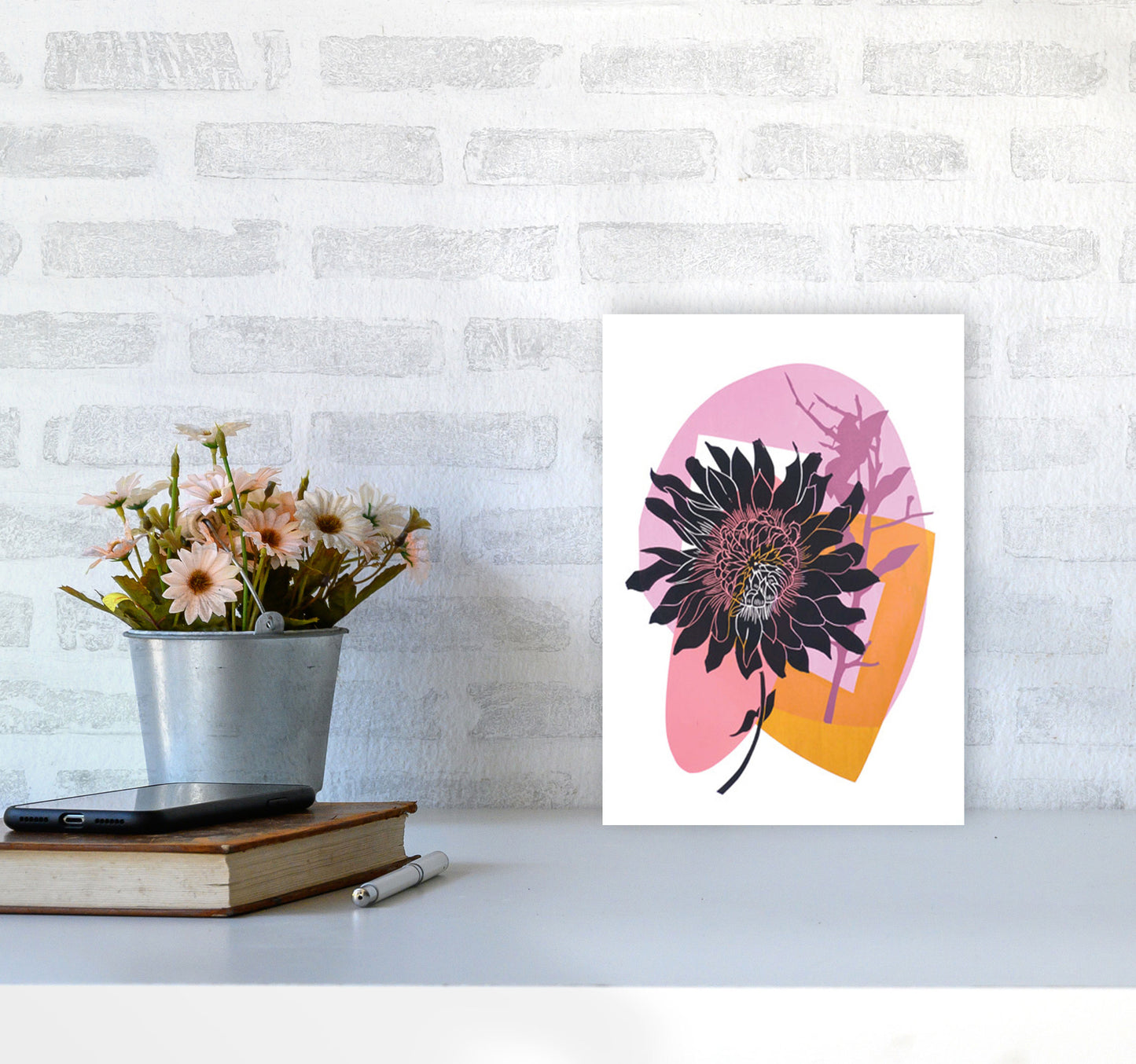 Clematis & Blueberry Art Print by Kate Heiss A4 Black Frame
