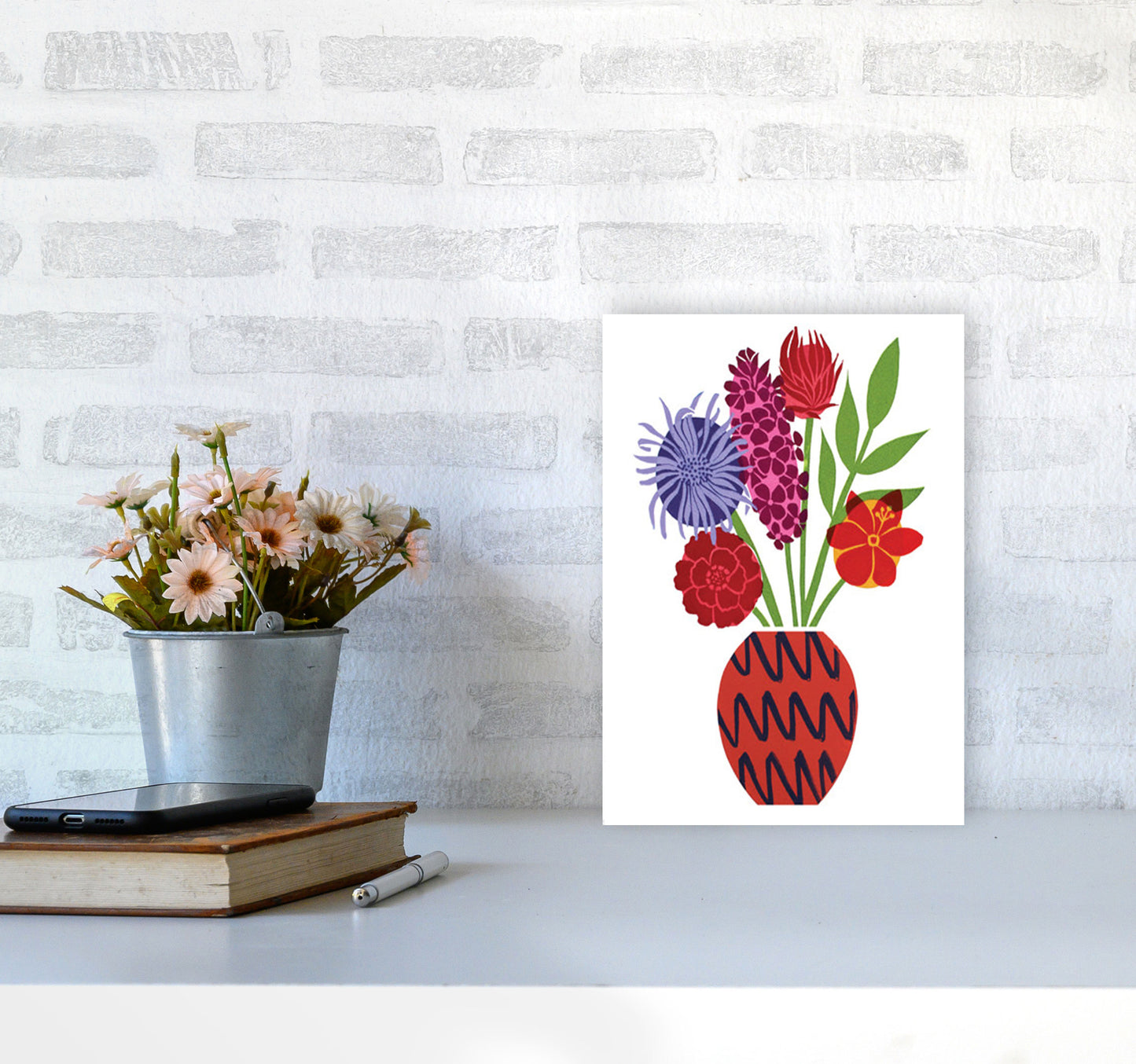 Zig Zag Vase Art Print by Kate Heiss A4 Black Frame