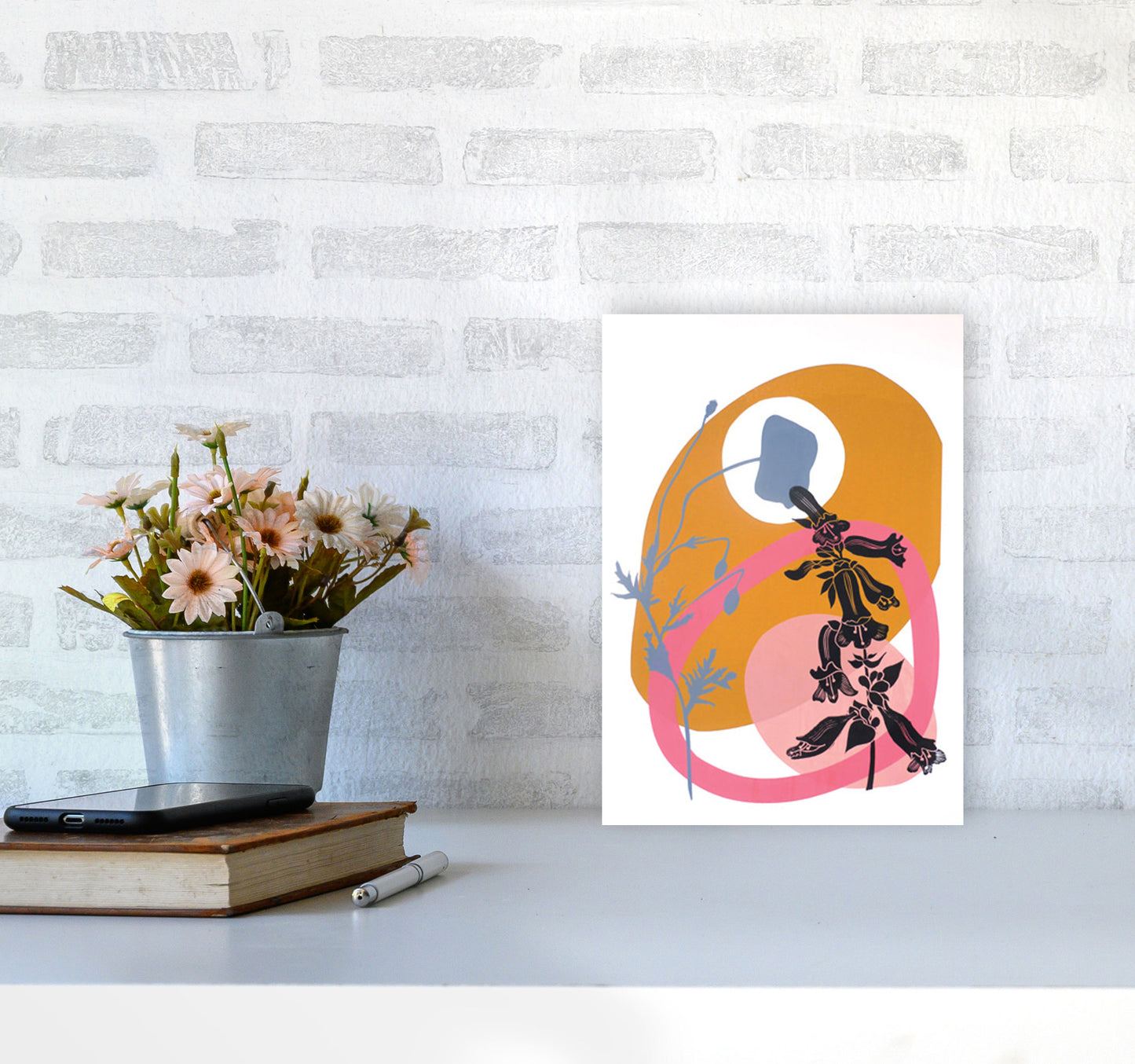 Poppy & Pentemon postcard Art Print by Kate Heiss A4 Black Frame