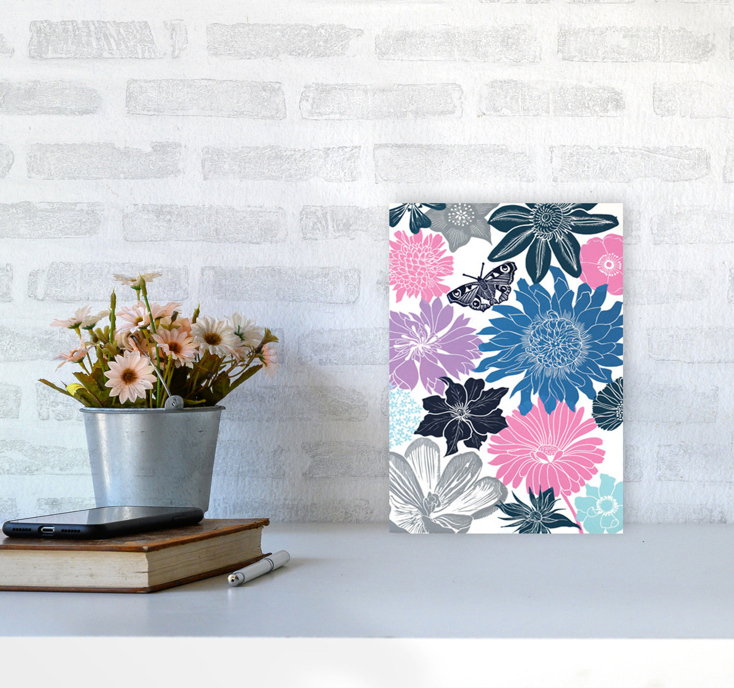 Cottage Garden 18 postcard Art Print by Kate Heiss A4 Black Frame