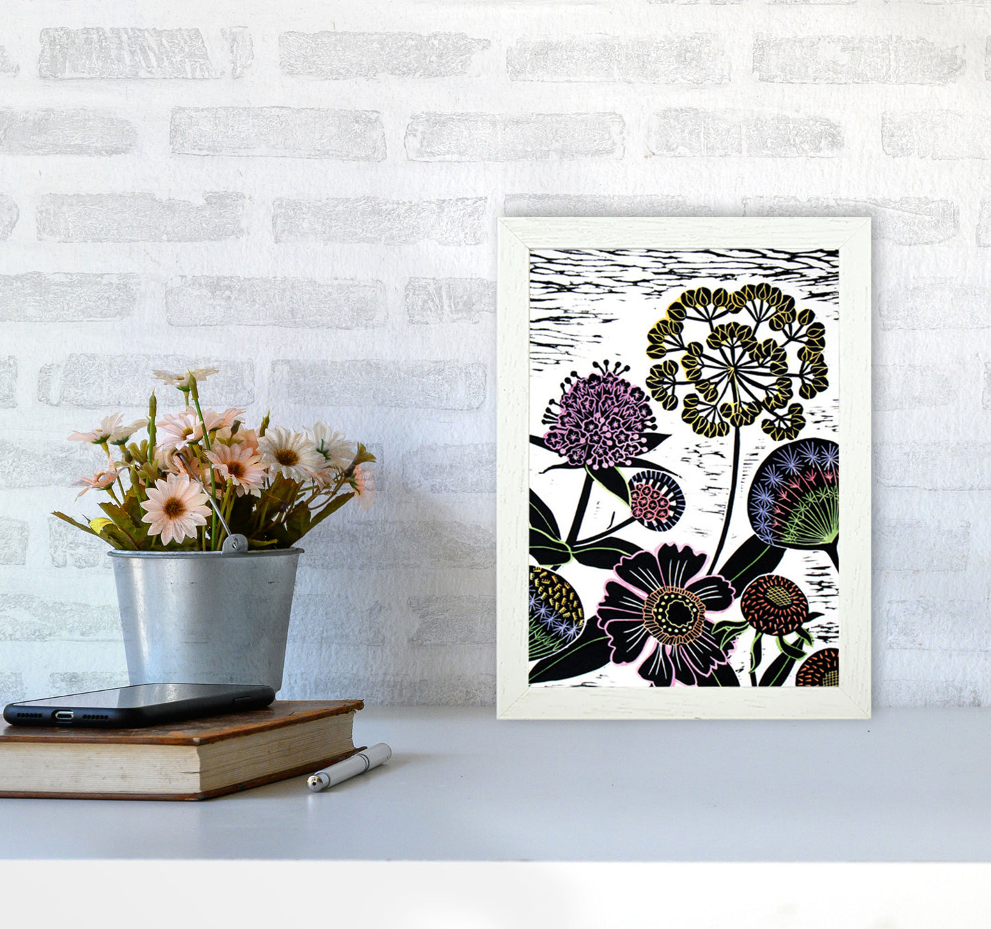 Autumn Seeds Art Print by Kate Heiss A4 Oak Frame