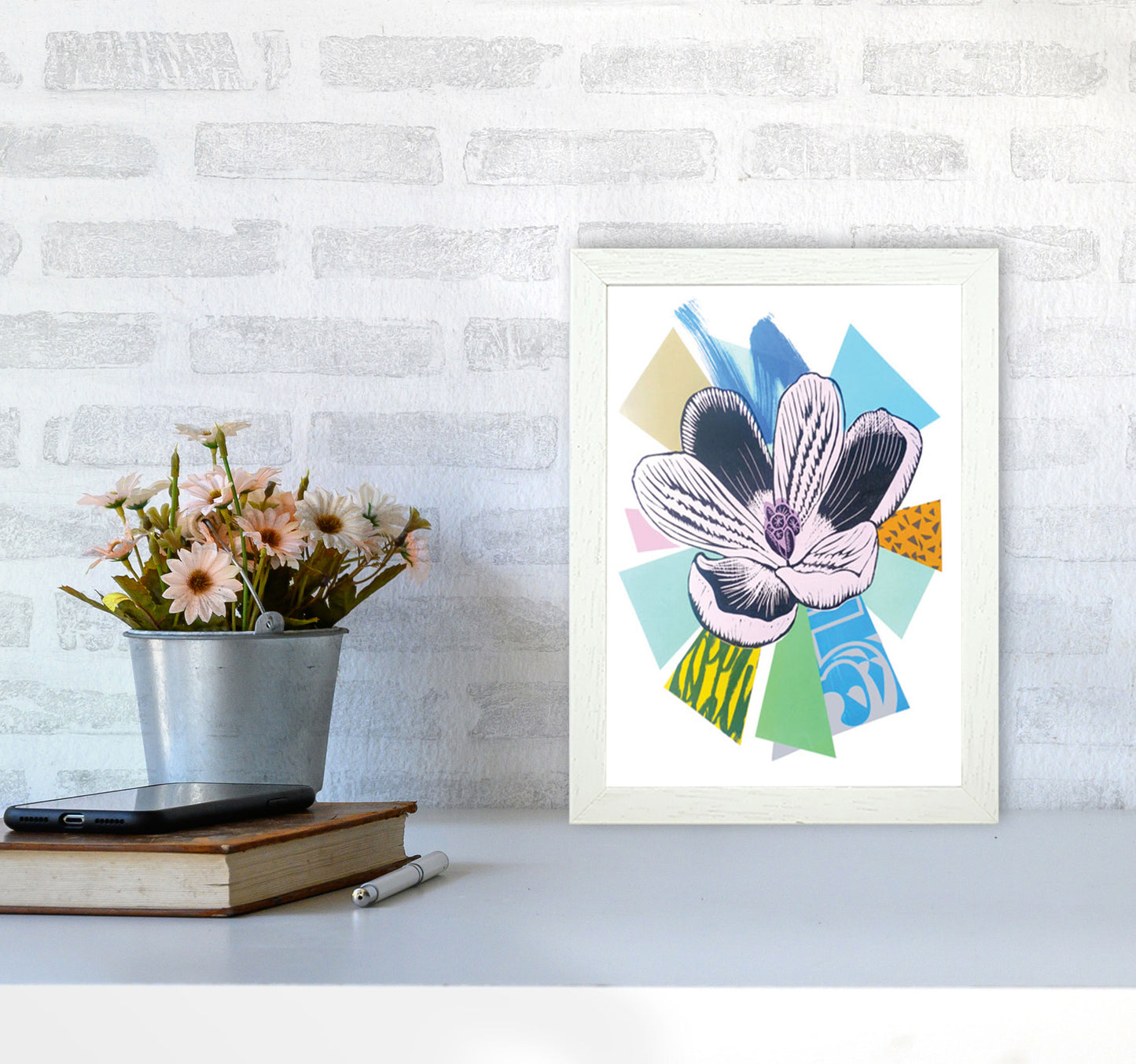 Crocus 2 Series 1 Art Print by Kate Heiss A4 Oak Frame
