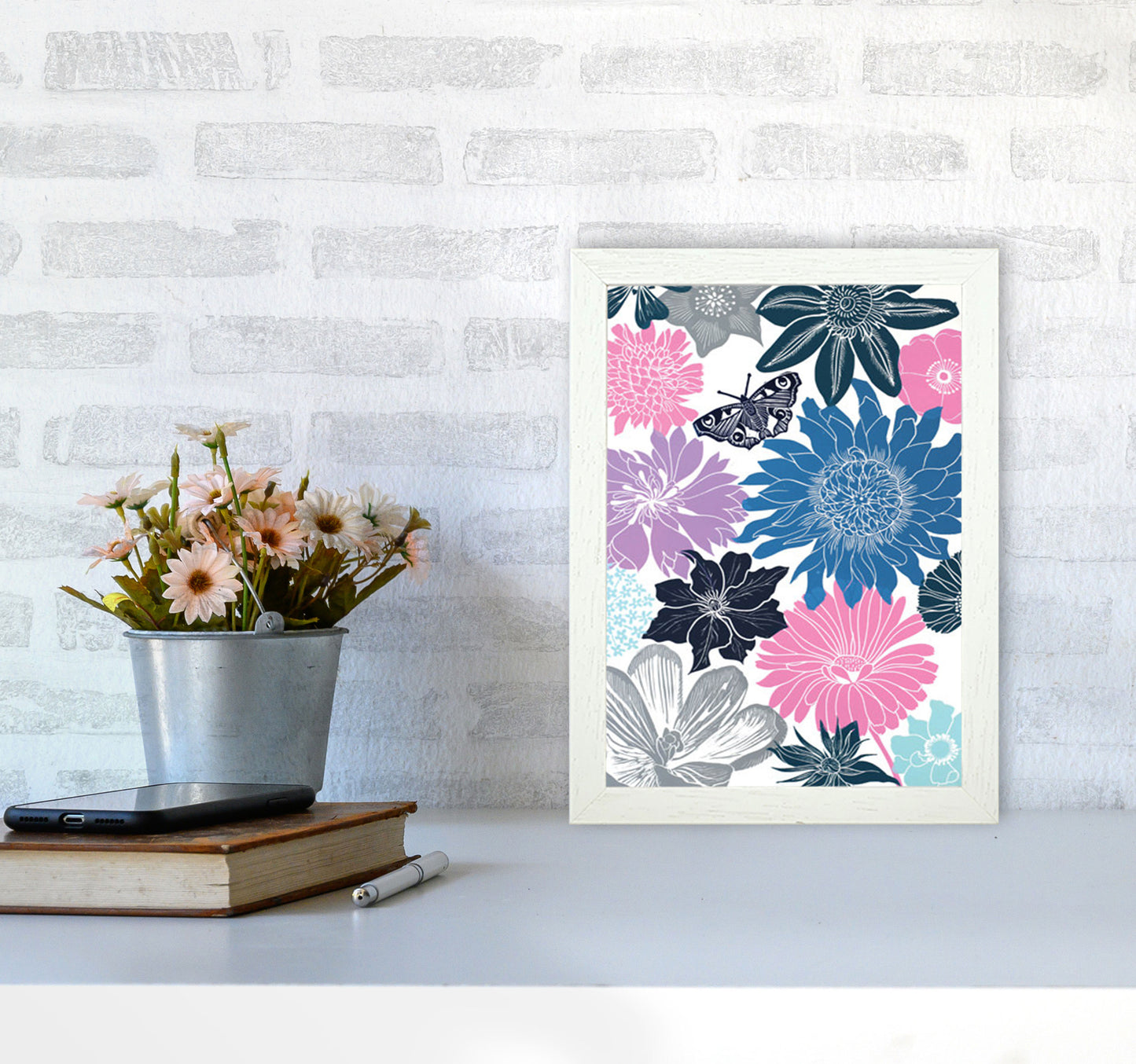 Cottage Garden 18 postcard Art Print by Kate Heiss A4 Oak Frame