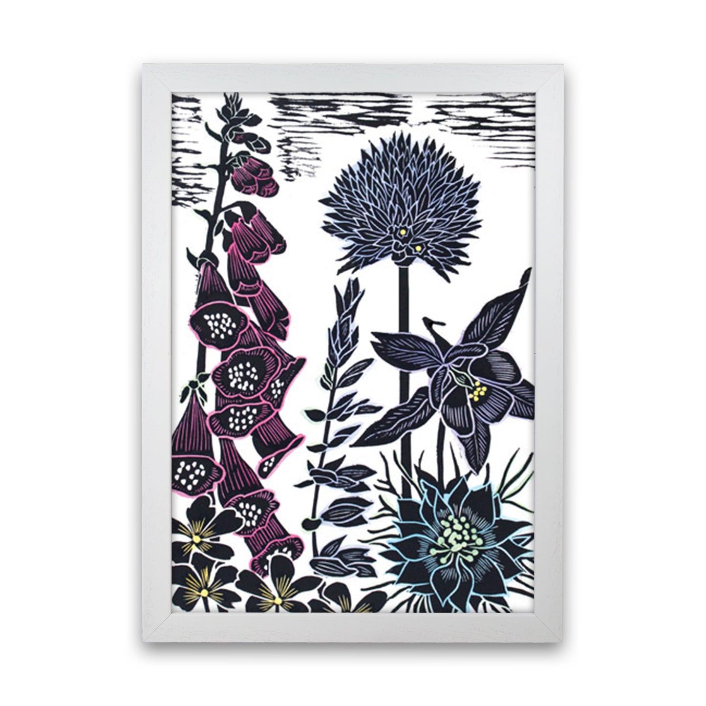 Foxgloves Art Print by Kate Heiss White Grain
