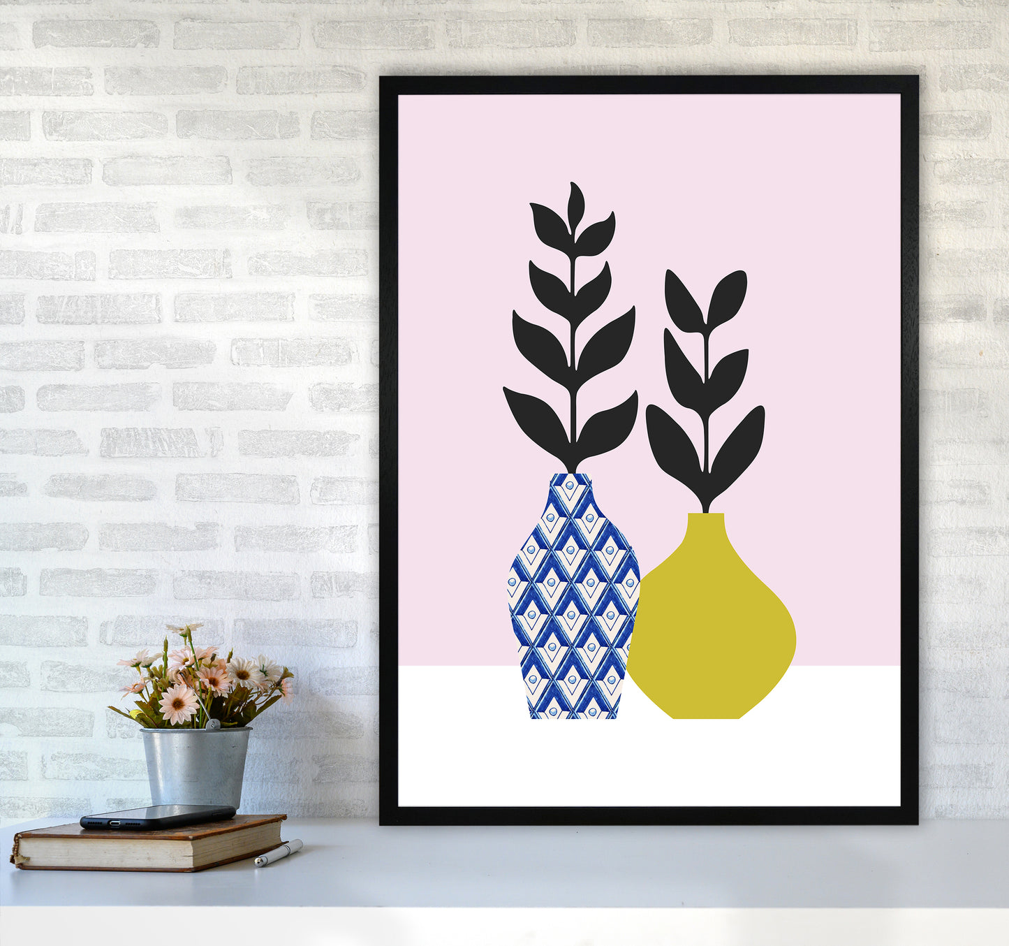 Vases No 2 Art Print by Kookiepixel A1 White Frame
