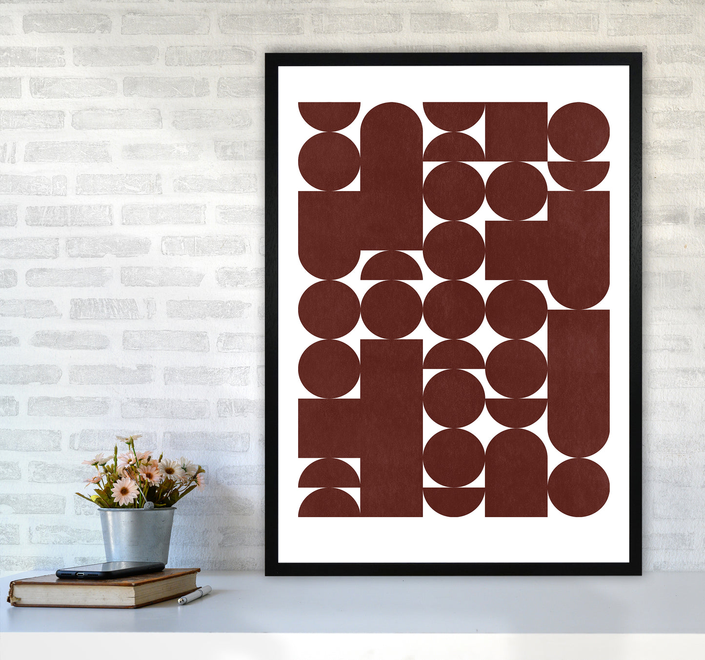 Stacked Abstract Art Print by Kookiepixel A1 White Frame