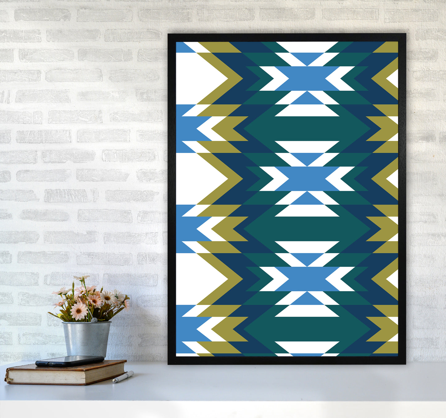 Navajos Print No 1 Abstract Art Print by Kookiepixel A1 White Frame