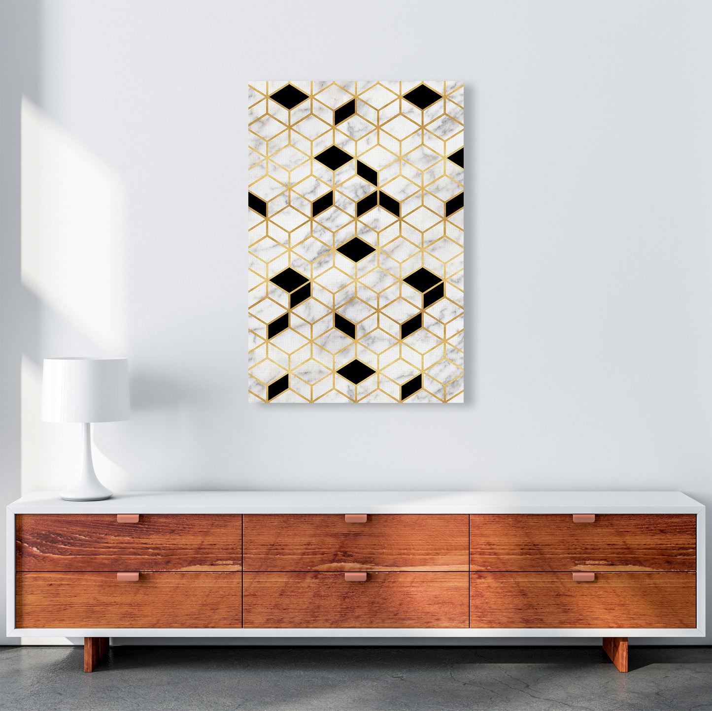 Marble Cubes Geometric Art Print by Kookiepixel A1 Canvas
