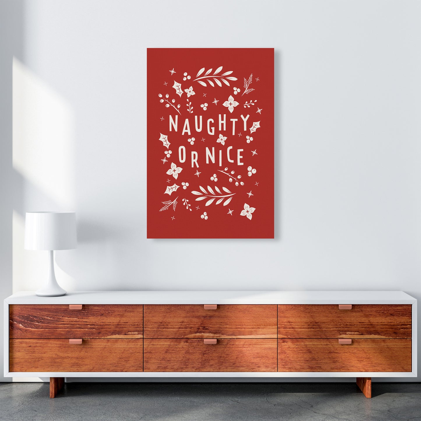 Naught or Nice Christmas Art Print by Kookiepixel A1 Canvas