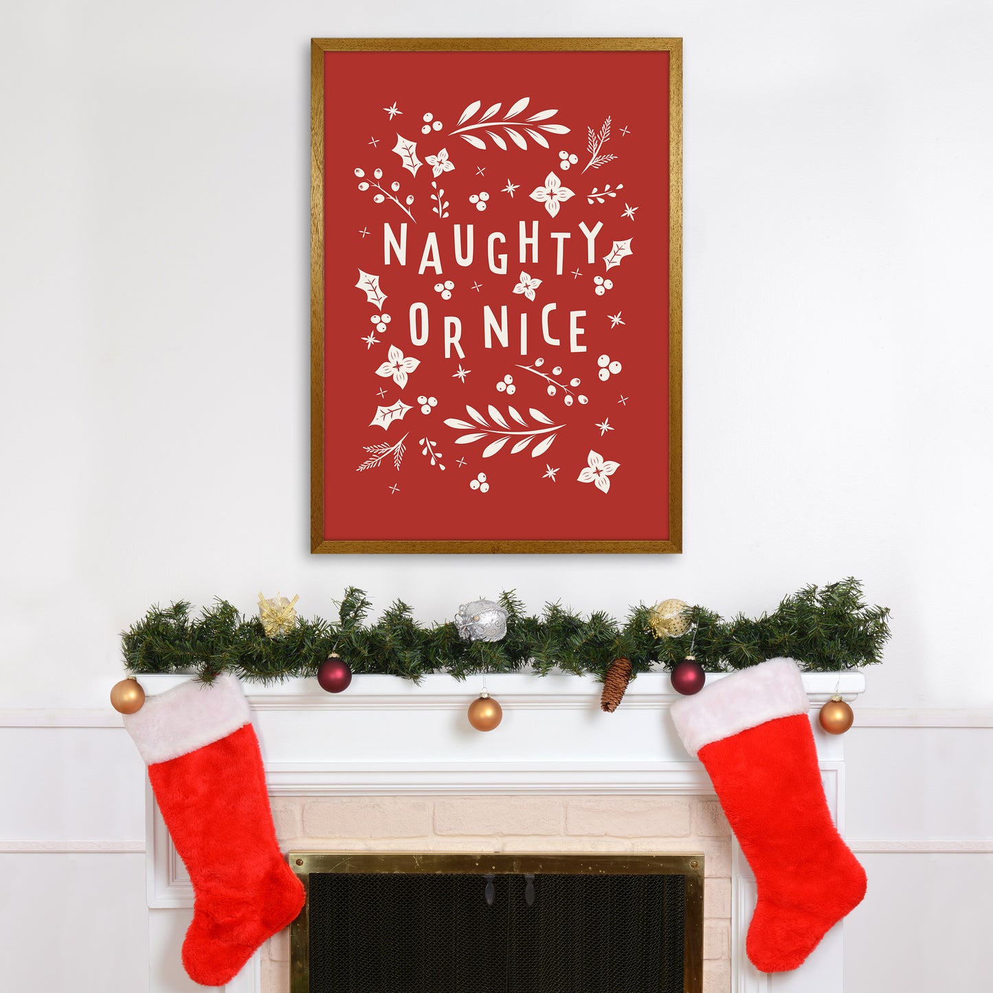 Naught or Nice Christmas Art Print by Kookiepixel A1 Print Only