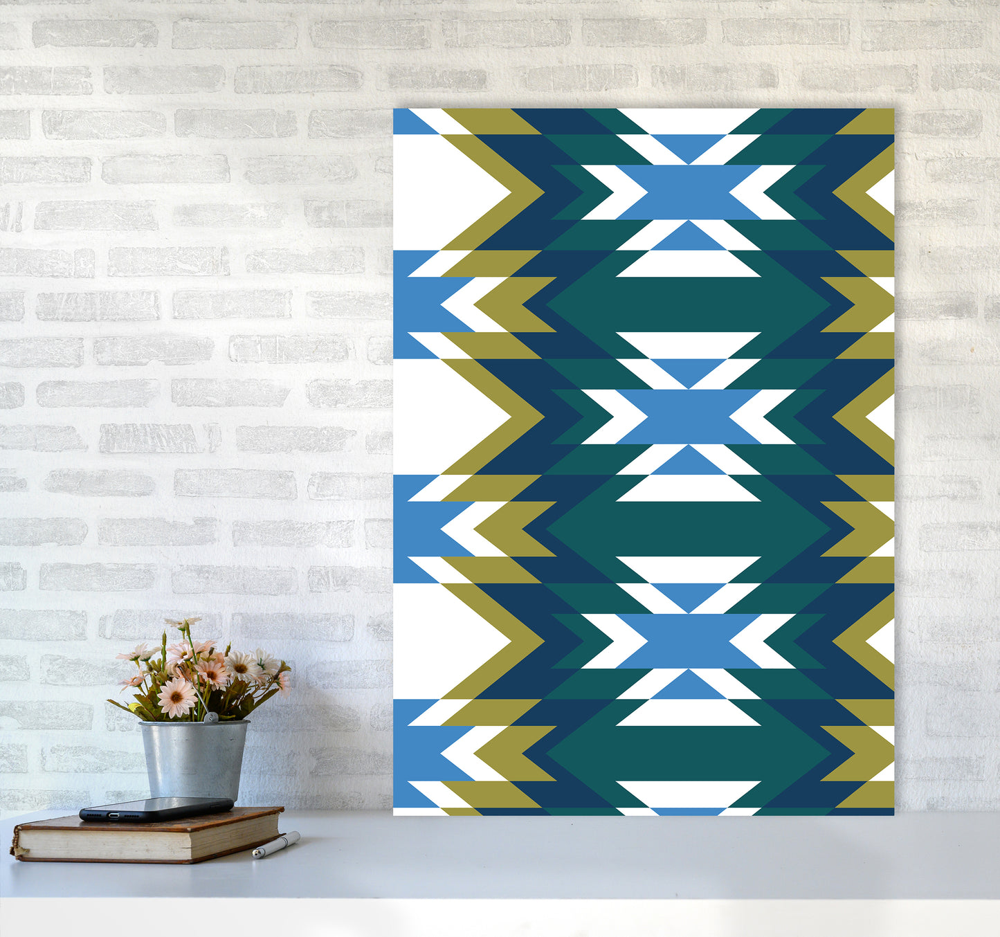 Navajos Print No 1 Abstract Art Print by Kookiepixel A1 Black Frame