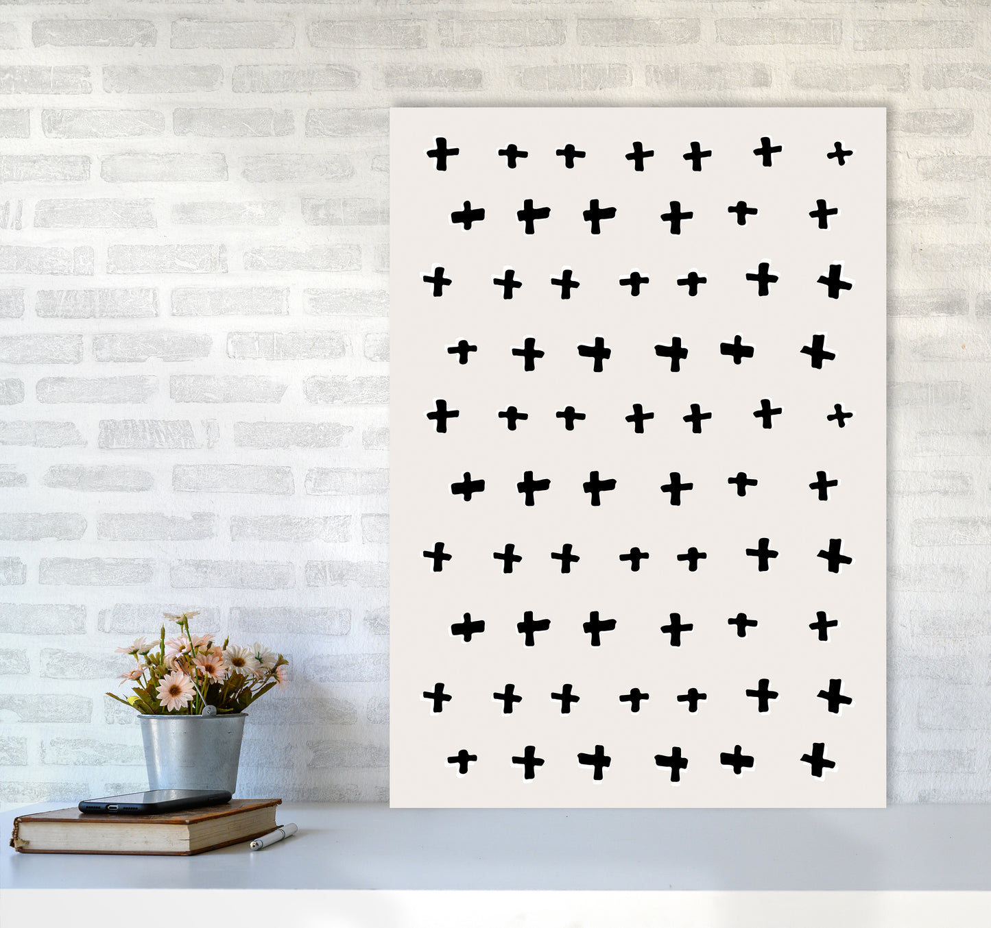 Plus Abstract Art Print by Kookiepixel A1 Black Frame