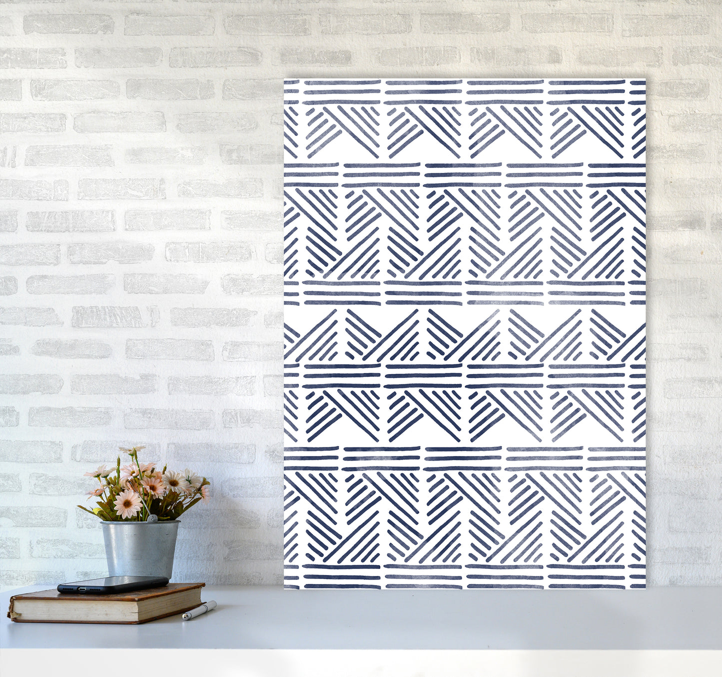 Aztec Print Art Print by Kookiepixel A1 Black Frame