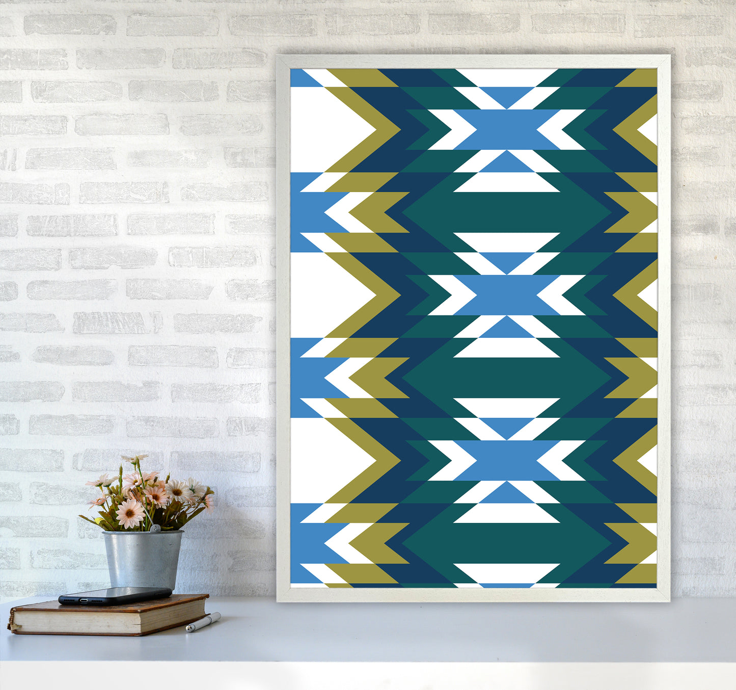 Navajos Print No 1 Abstract Art Print by Kookiepixel A1 Oak Frame