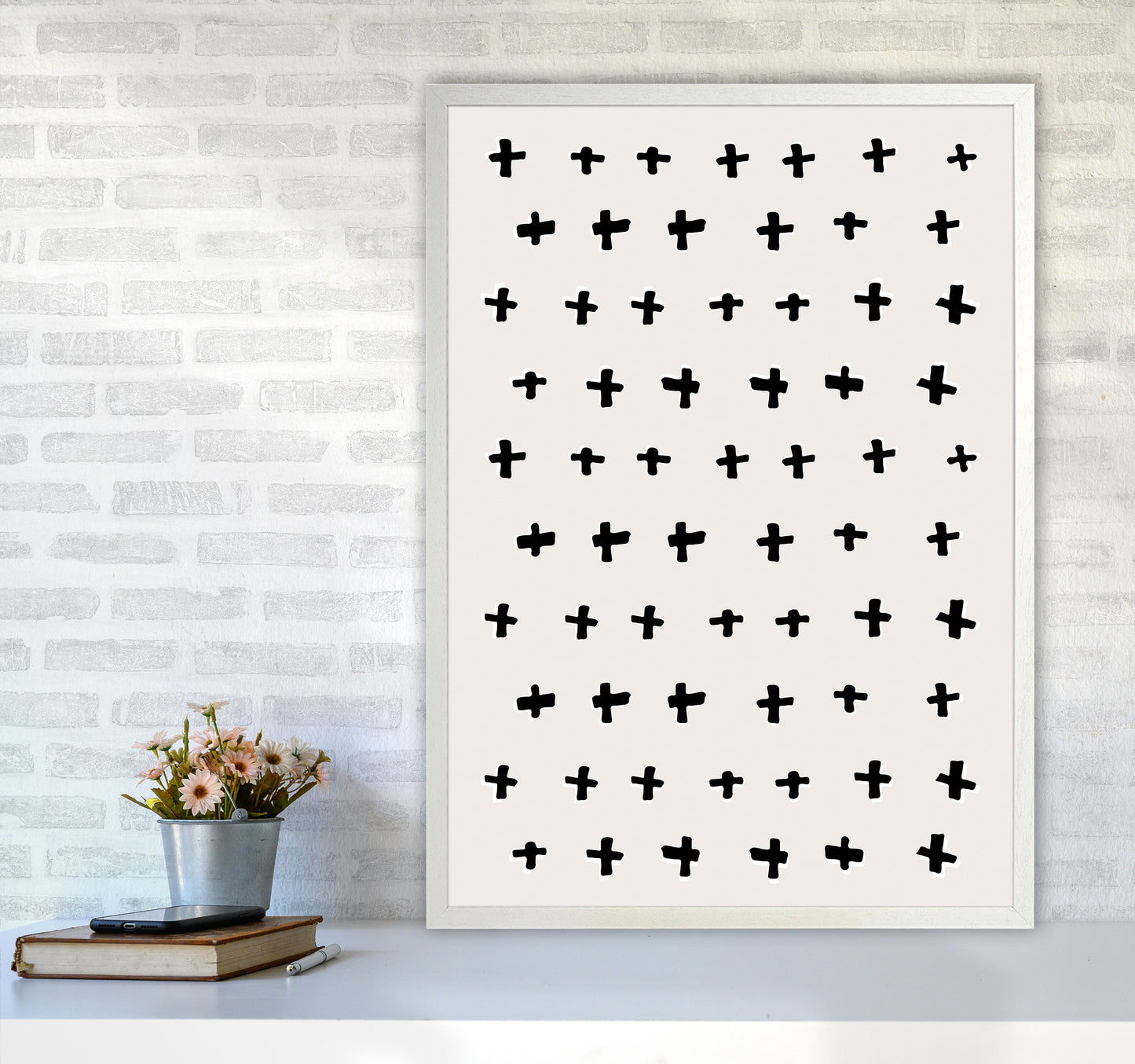 Plus Abstract Art Print by Kookiepixel A1 Oak Frame