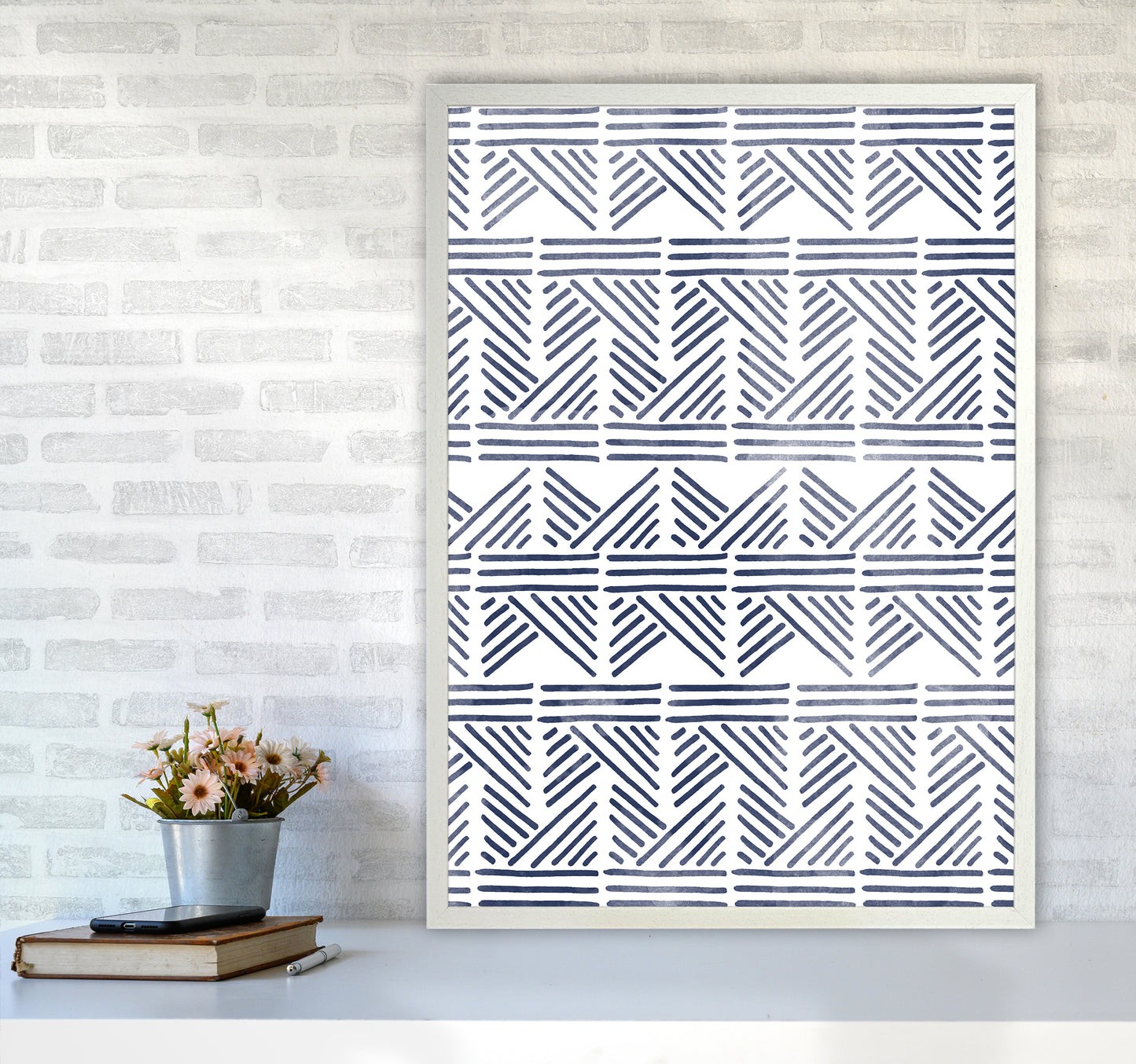 Aztec Print Art Print by Kookiepixel A1 Oak Frame