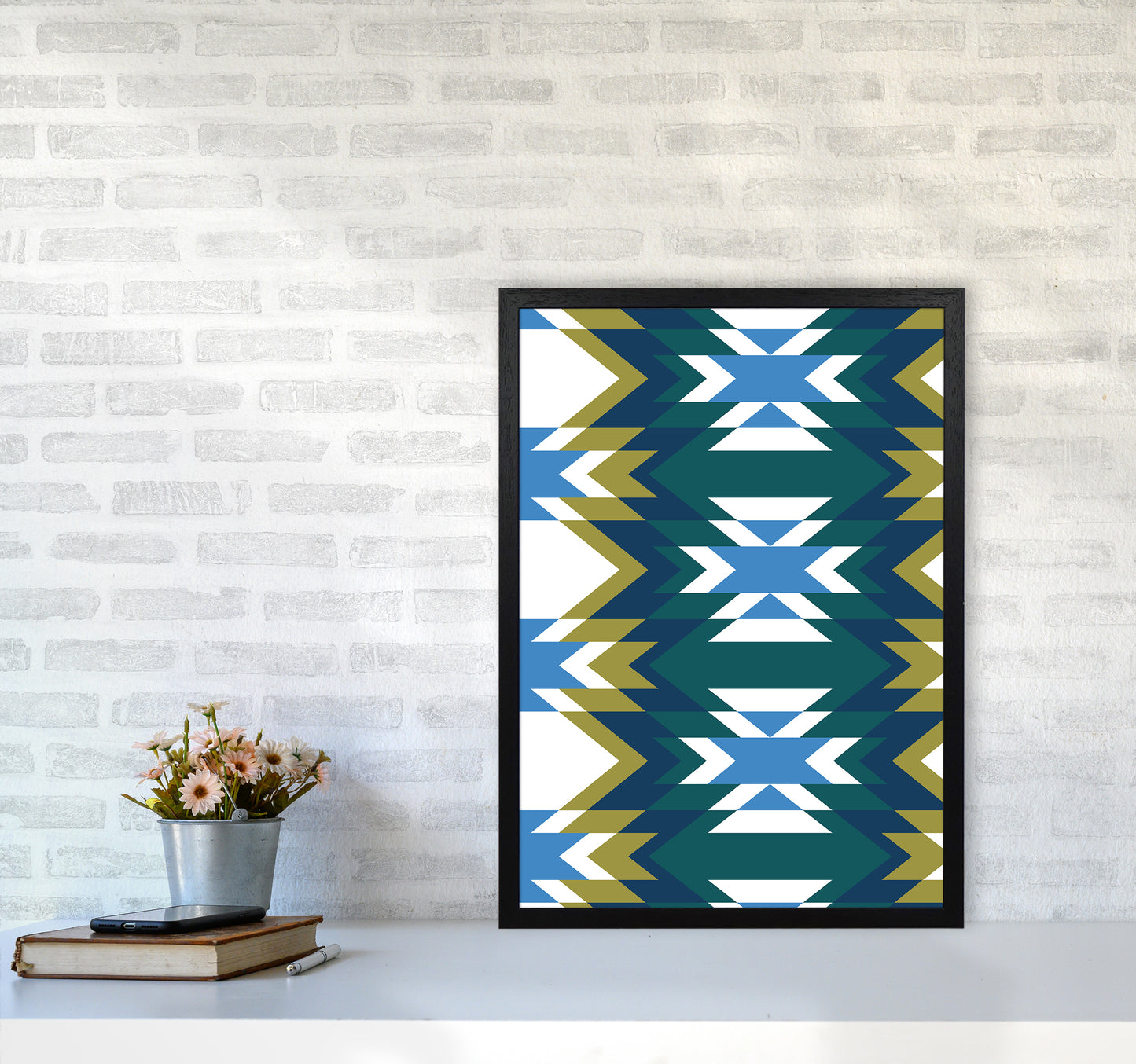 Navajos Print No 1 Abstract Art Print by Kookiepixel A2 White Frame