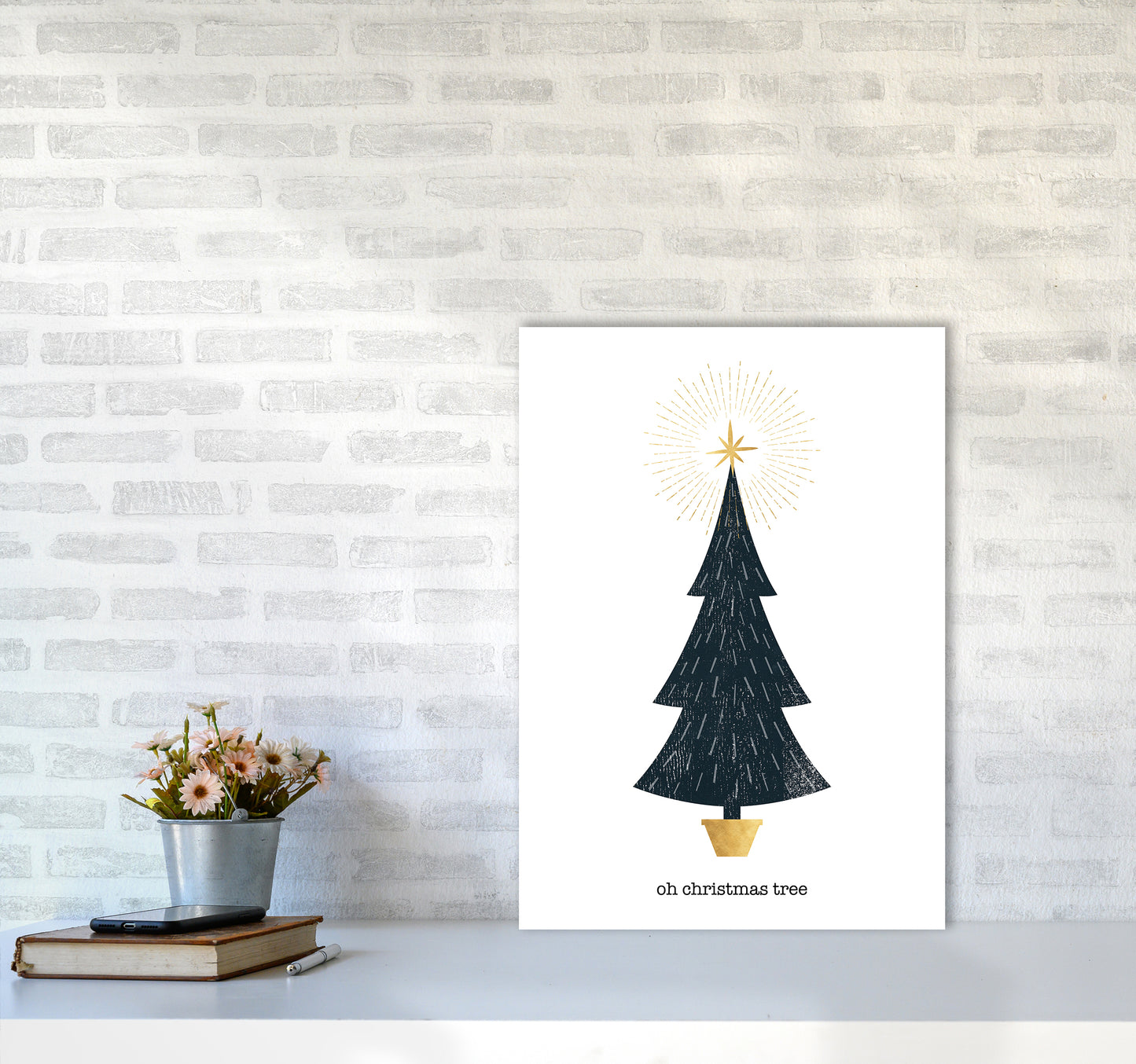 Oh Christmas Tree Christmas Art Print by Kookiepixel A2 Black Frame