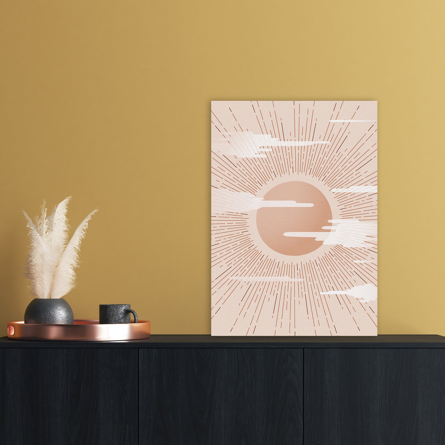 The Sun Landscape Art Print by Kookiepixel A2 Black Frame