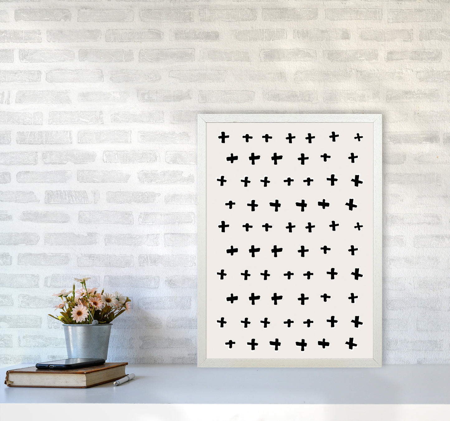 Plus Abstract Art Print by Kookiepixel A2 Oak Frame