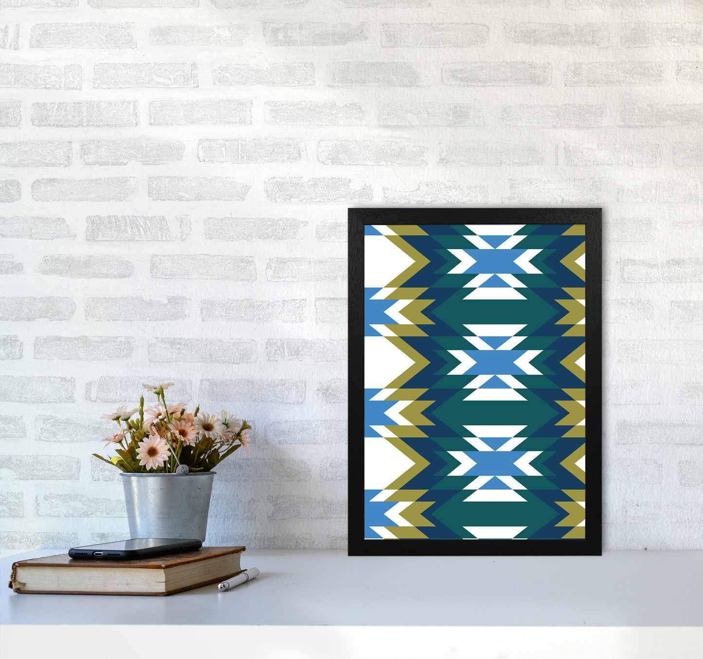 Navajos Print No 1 Abstract Art Print by Kookiepixel A3 White Frame