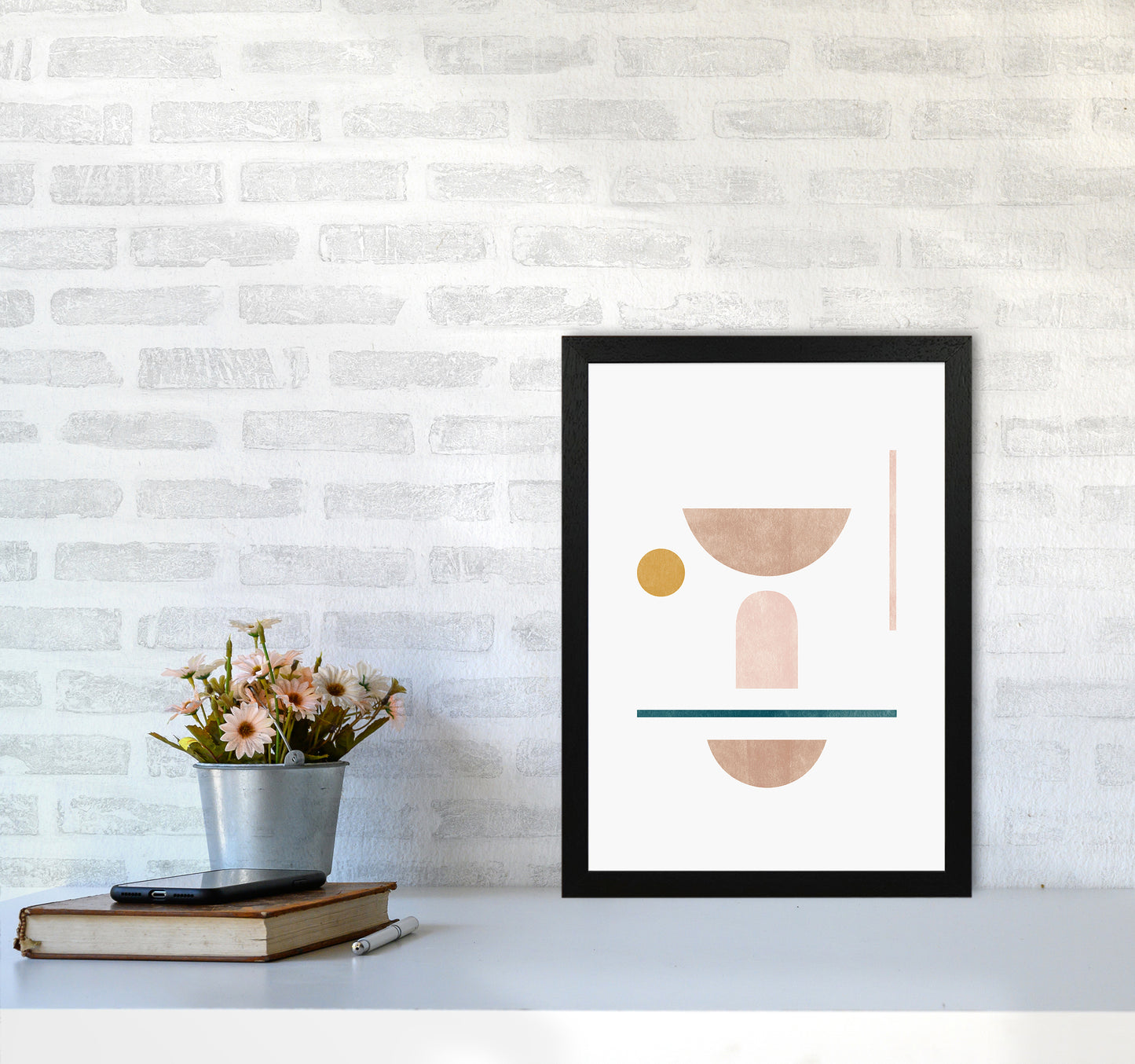 Abstract Geometric No 2 Art Print by Kookiepixel A3 White Frame