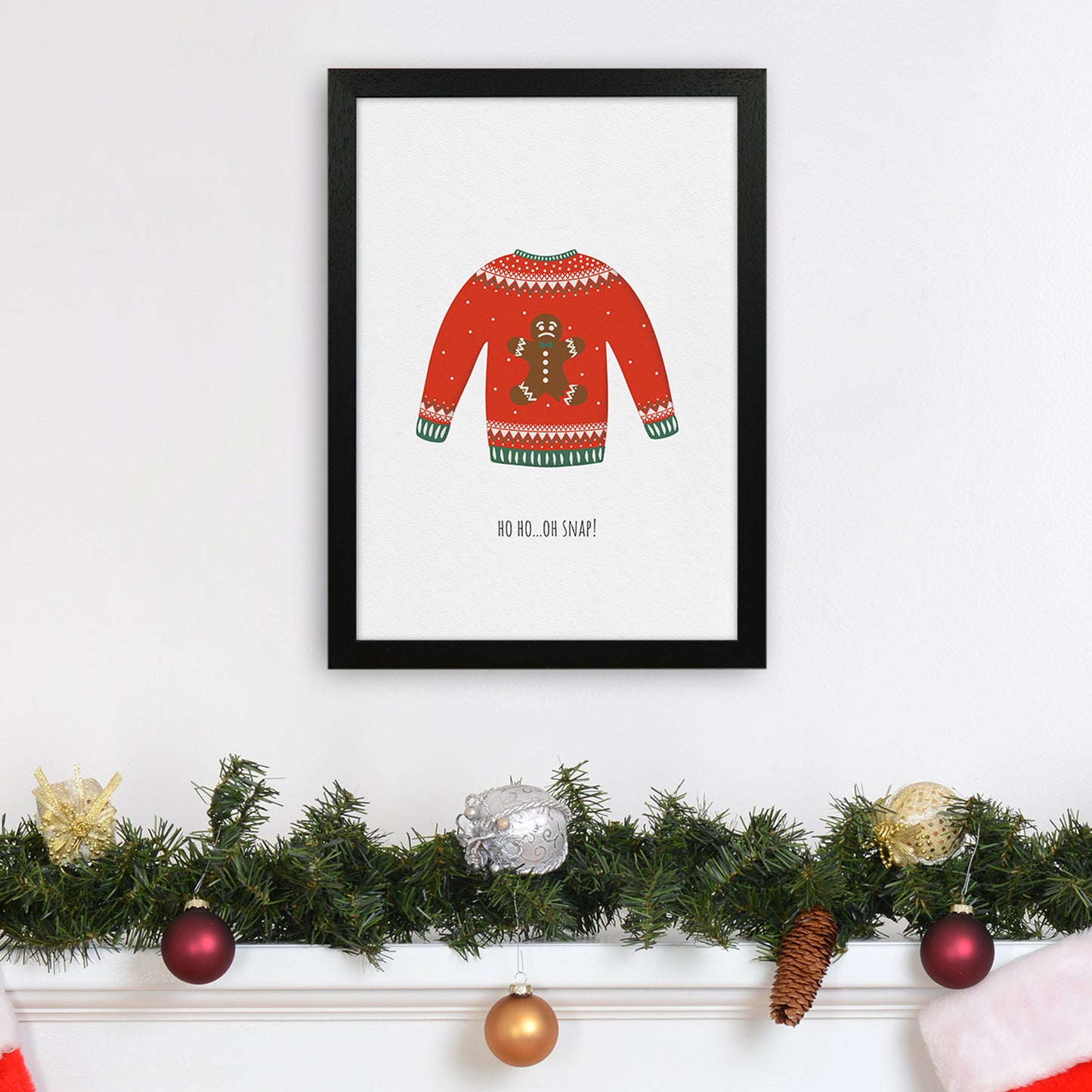 Oh snap Christmas Art Print by Kookiepixel A3 White Frame