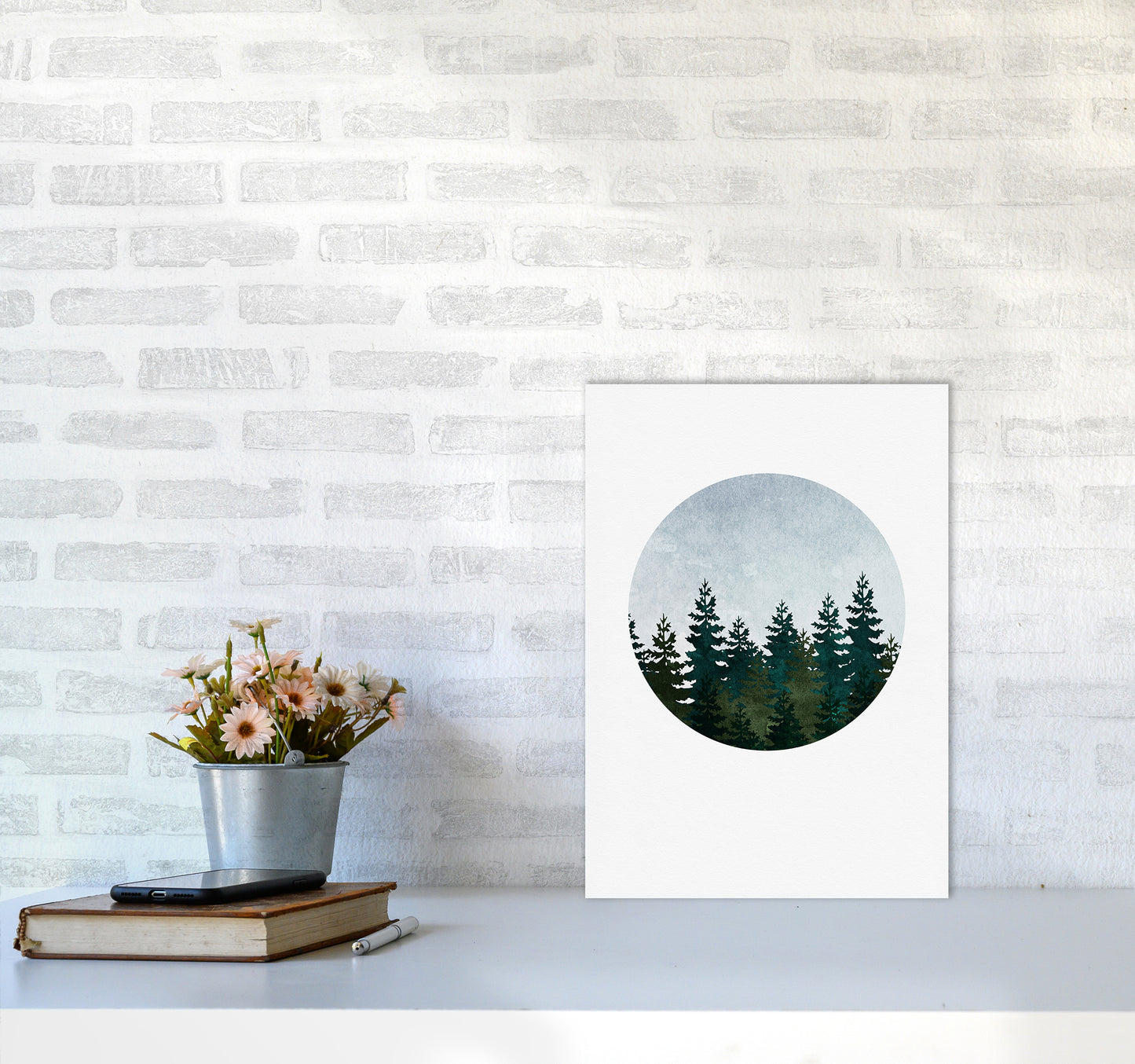 Evergreen Forest Art Print by Kookiepixel A3 Black Frame