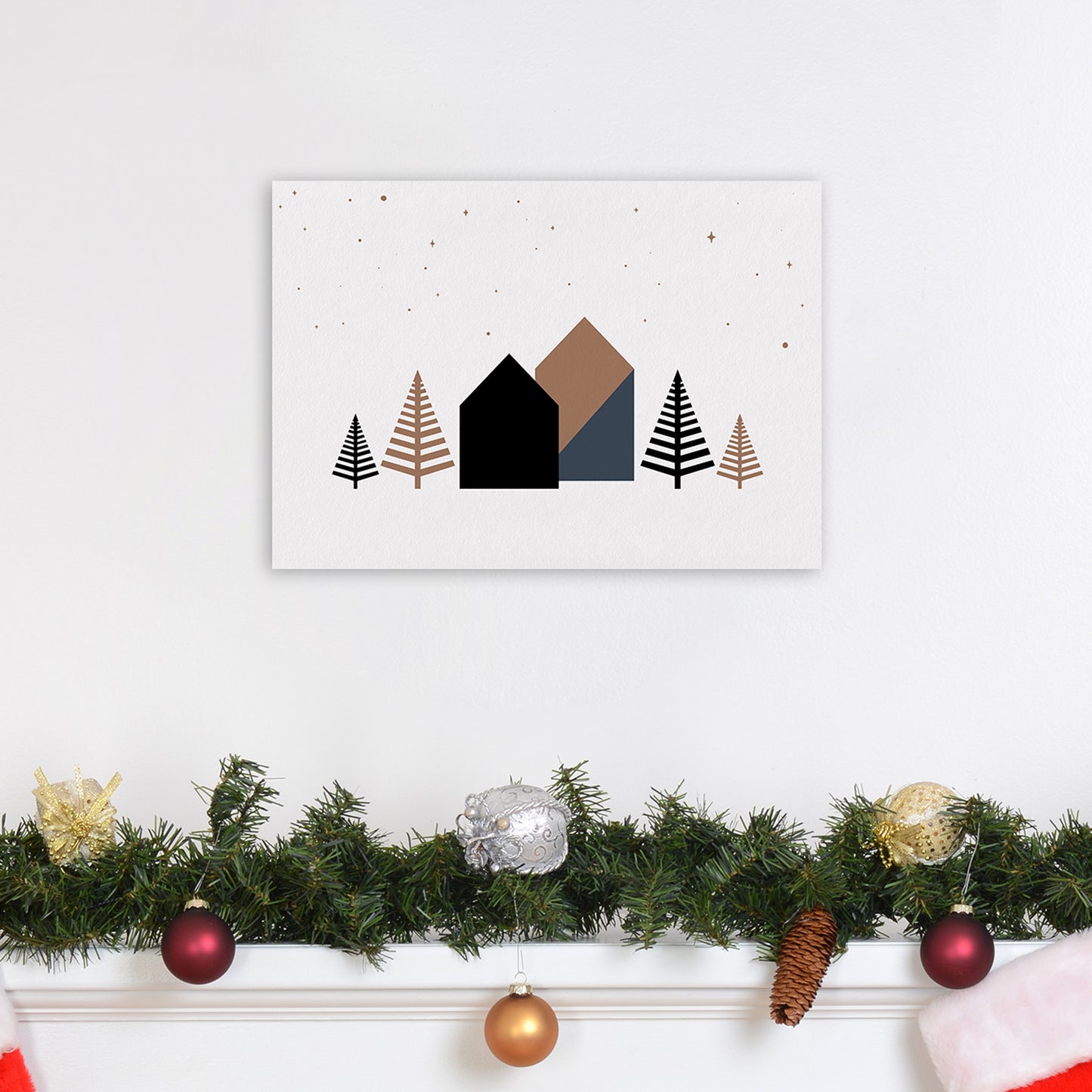 Starry night Landscape Art Print by Kookiepixel A3 Black Frame