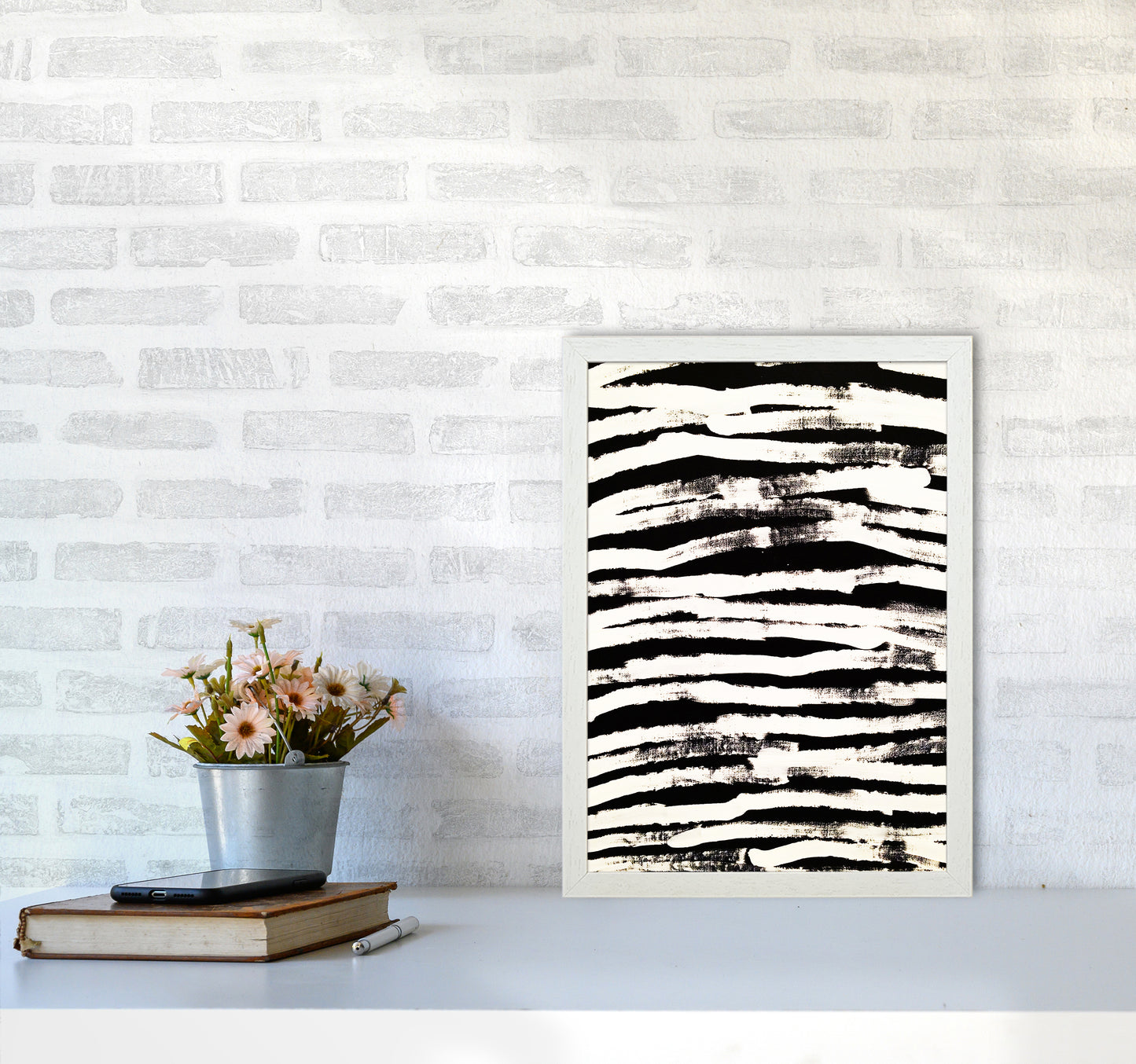 Strokes Abstract Art Print by Kookiepixel A3 Oak Frame