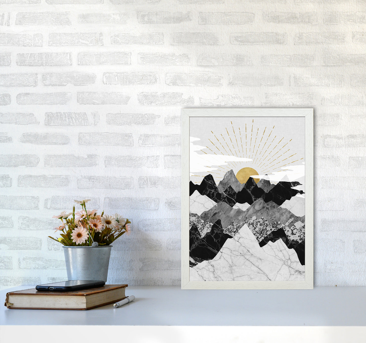 Sunrise Art Print by Kookiepixel A3 Oak Frame