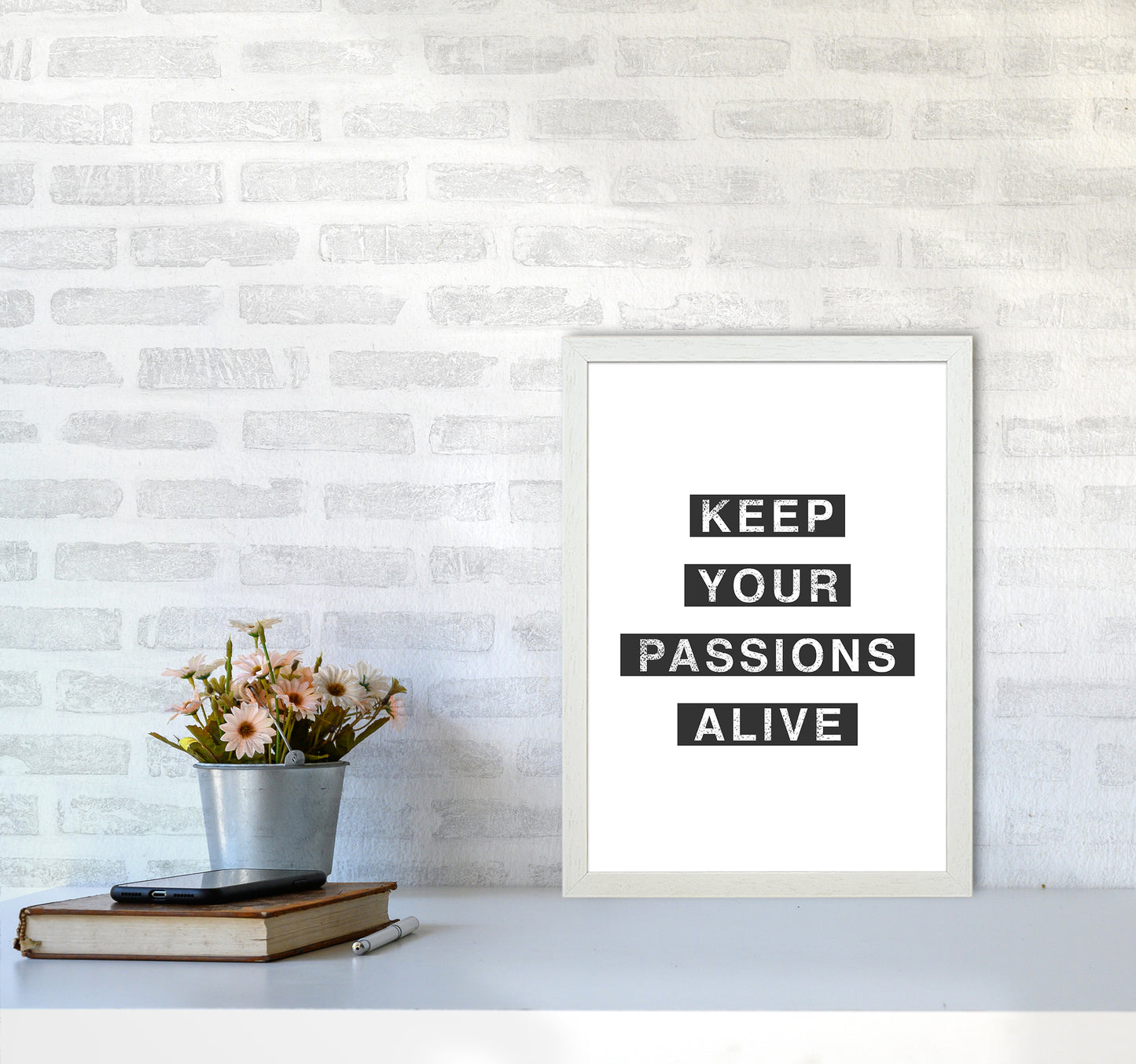 Passions Quote Art Print by Kookiepixel A3 Oak Frame