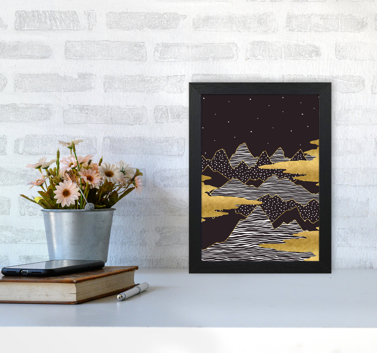 Starry Sky Art Print by Kookiepixel A4 White Frame