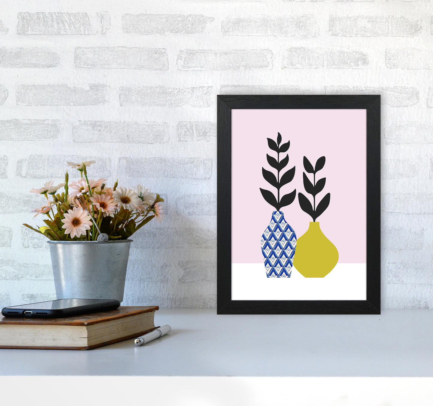 Vases No 2 Art Print by Kookiepixel A4 White Frame