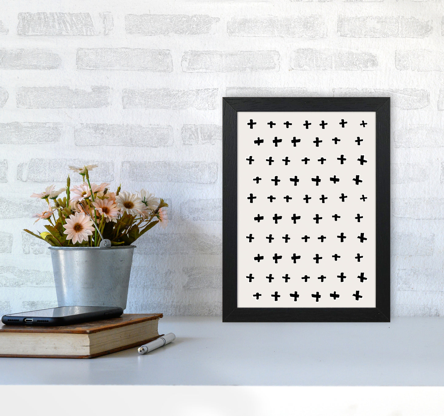 Plus Abstract Art Print by Kookiepixel A4 White Frame