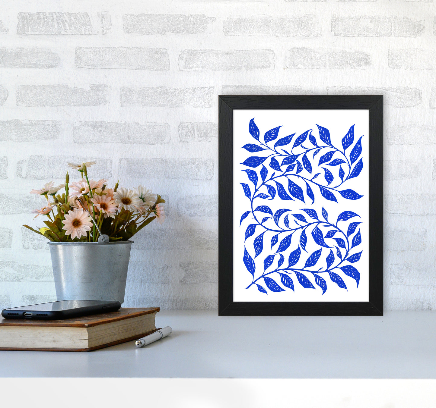 Foliage No 1 Botanical Art Print by Kookiepixel A4 White Frame